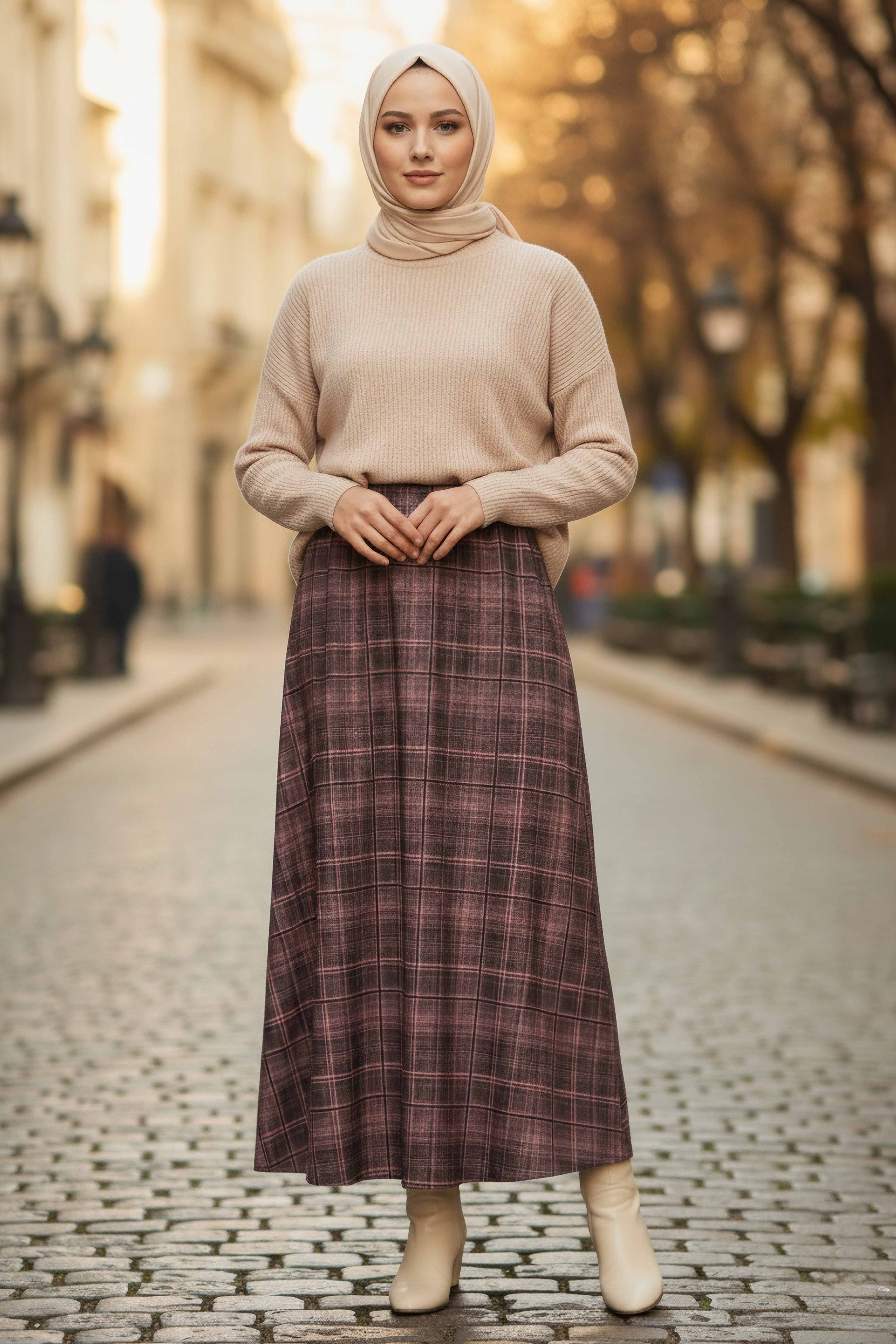 Kare Desenli Çan Etek - 28239-SOMON - 1