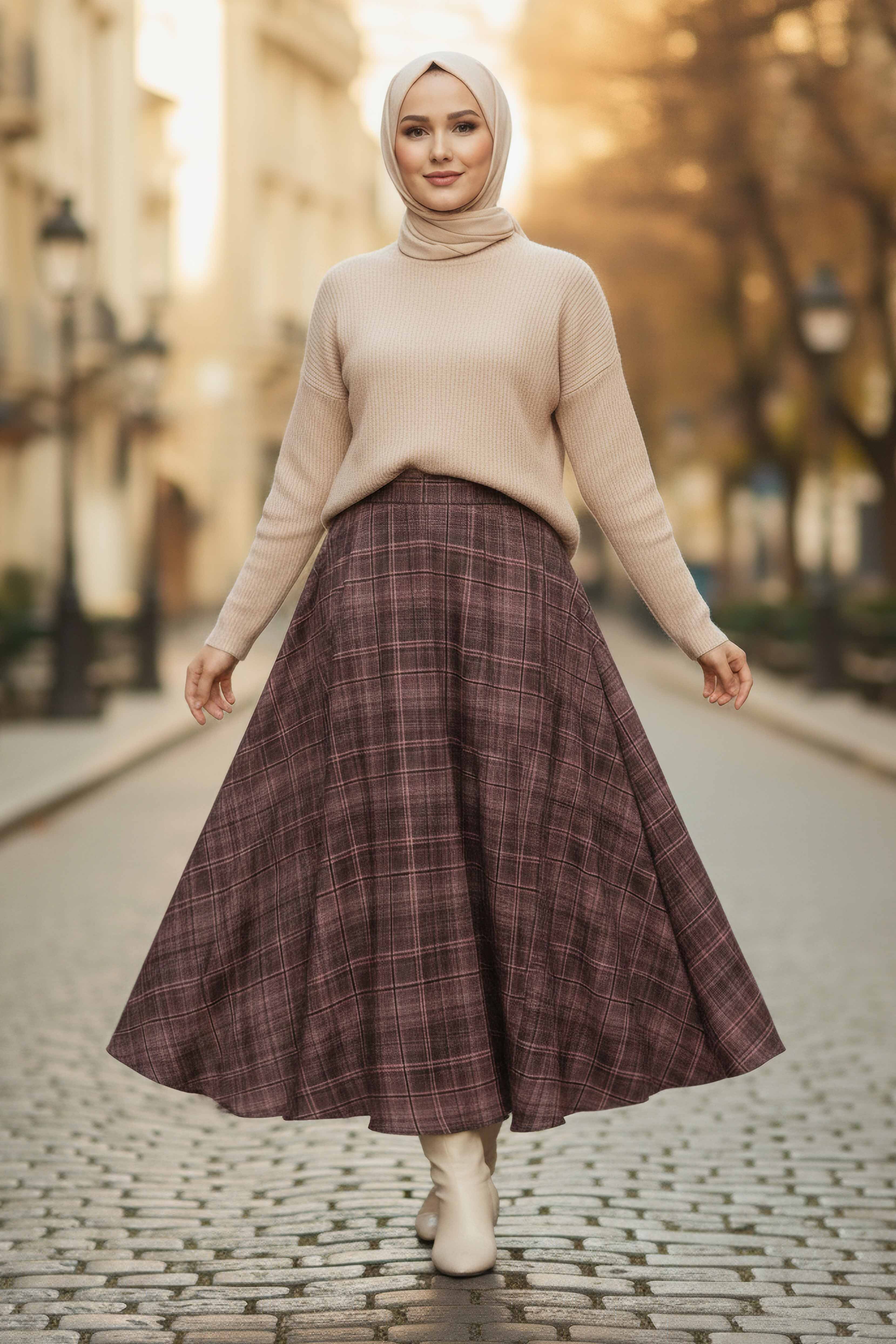 Kare Desenli Çan Etek - 28239-SOMON - 2