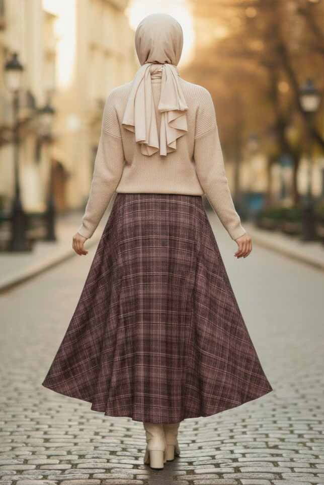 Kare Desenli Çan Etek - 28239-SOMON - 3