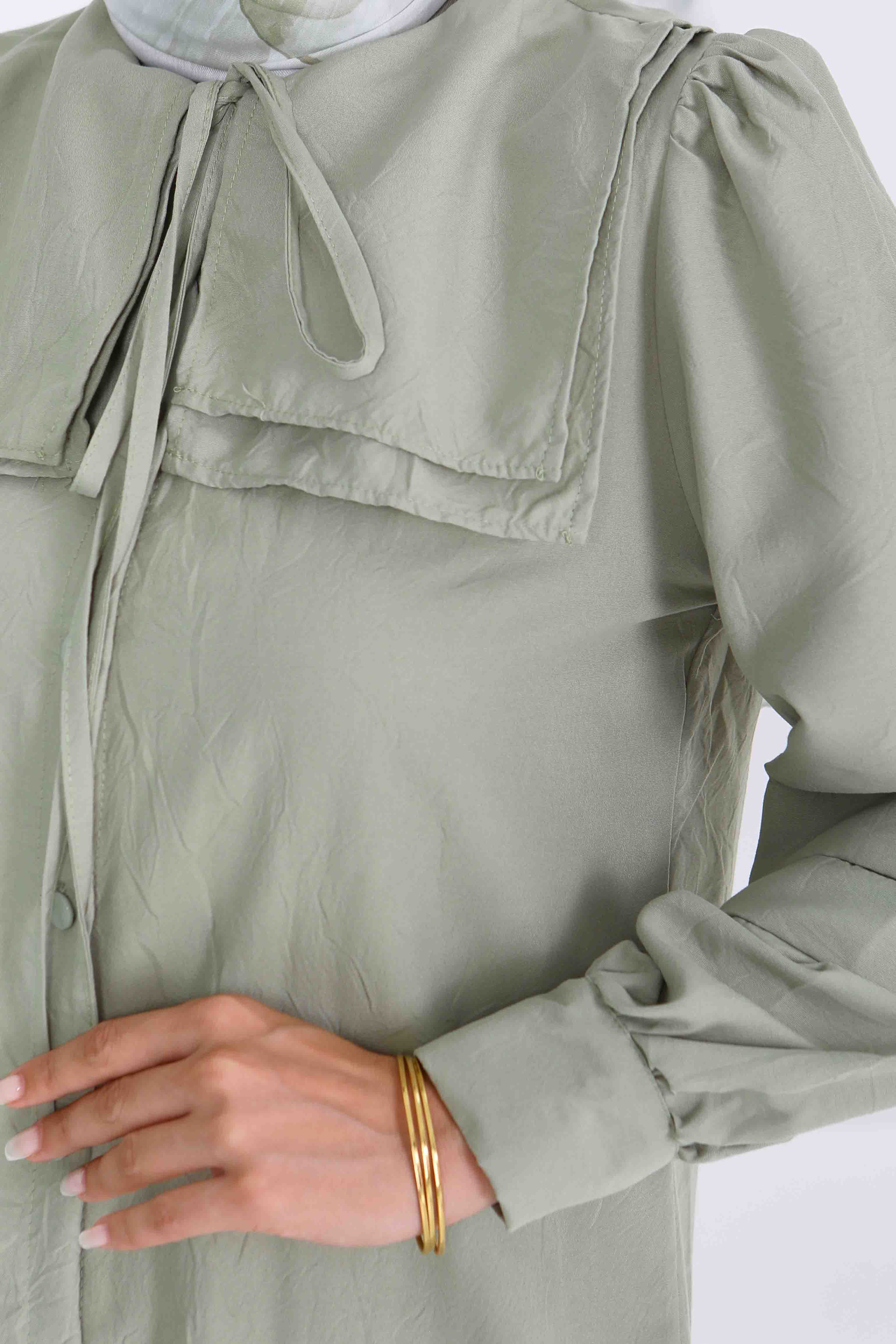 Kare Yaka Detaylı Dokuma Tunik - 27607 - 4
