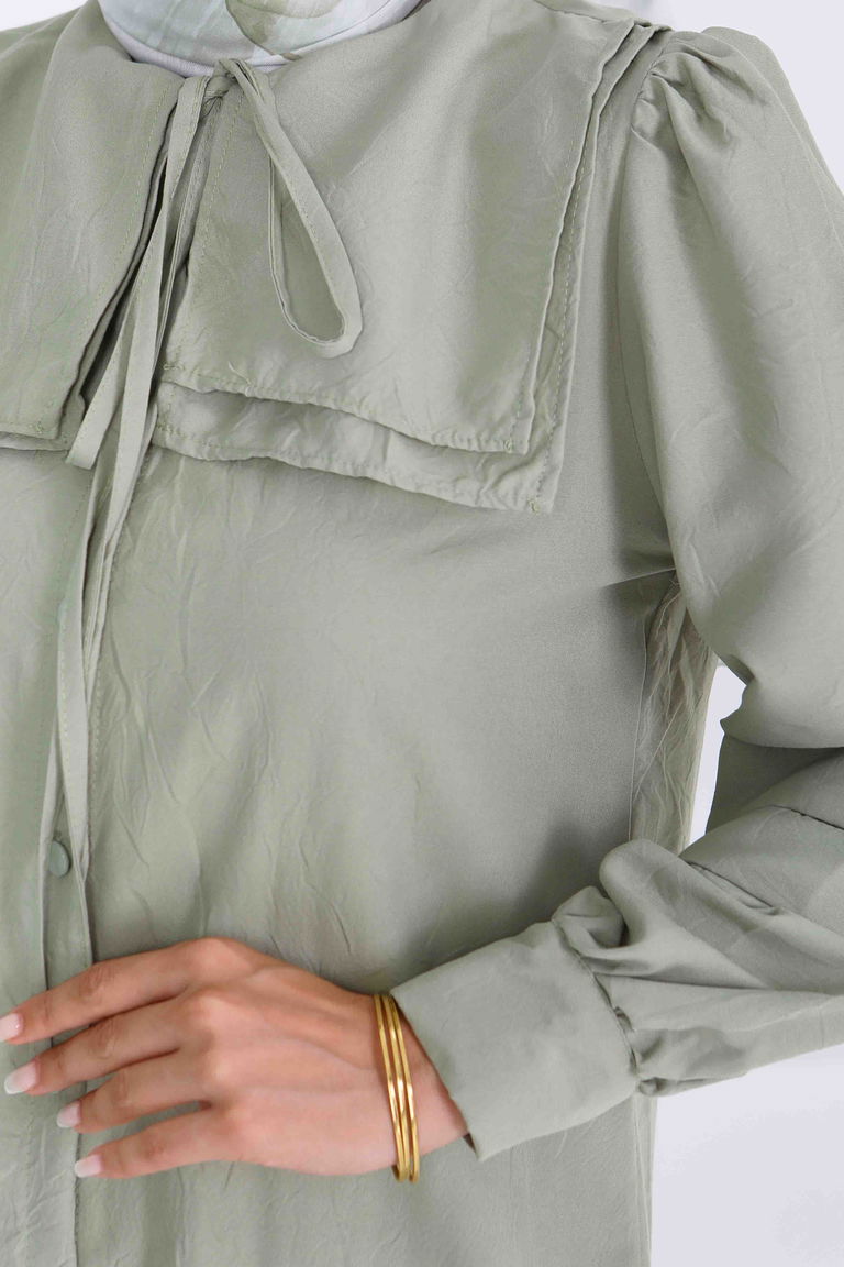 Kare Yaka Detaylı Dokuma Tunik - 27607 - TOFİSA