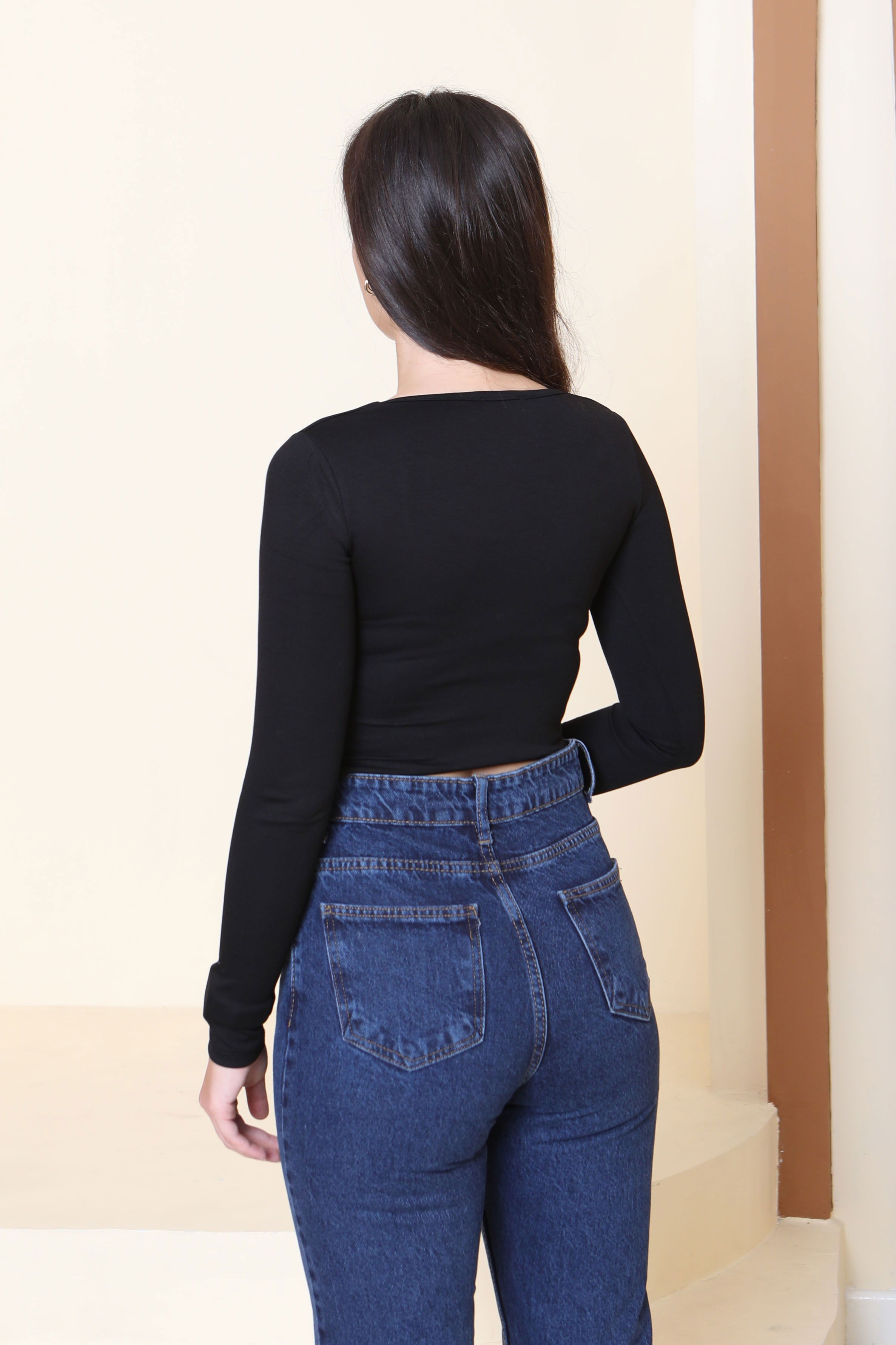 Kare Yaka Modal Crop - 27953-SIYAH - 4