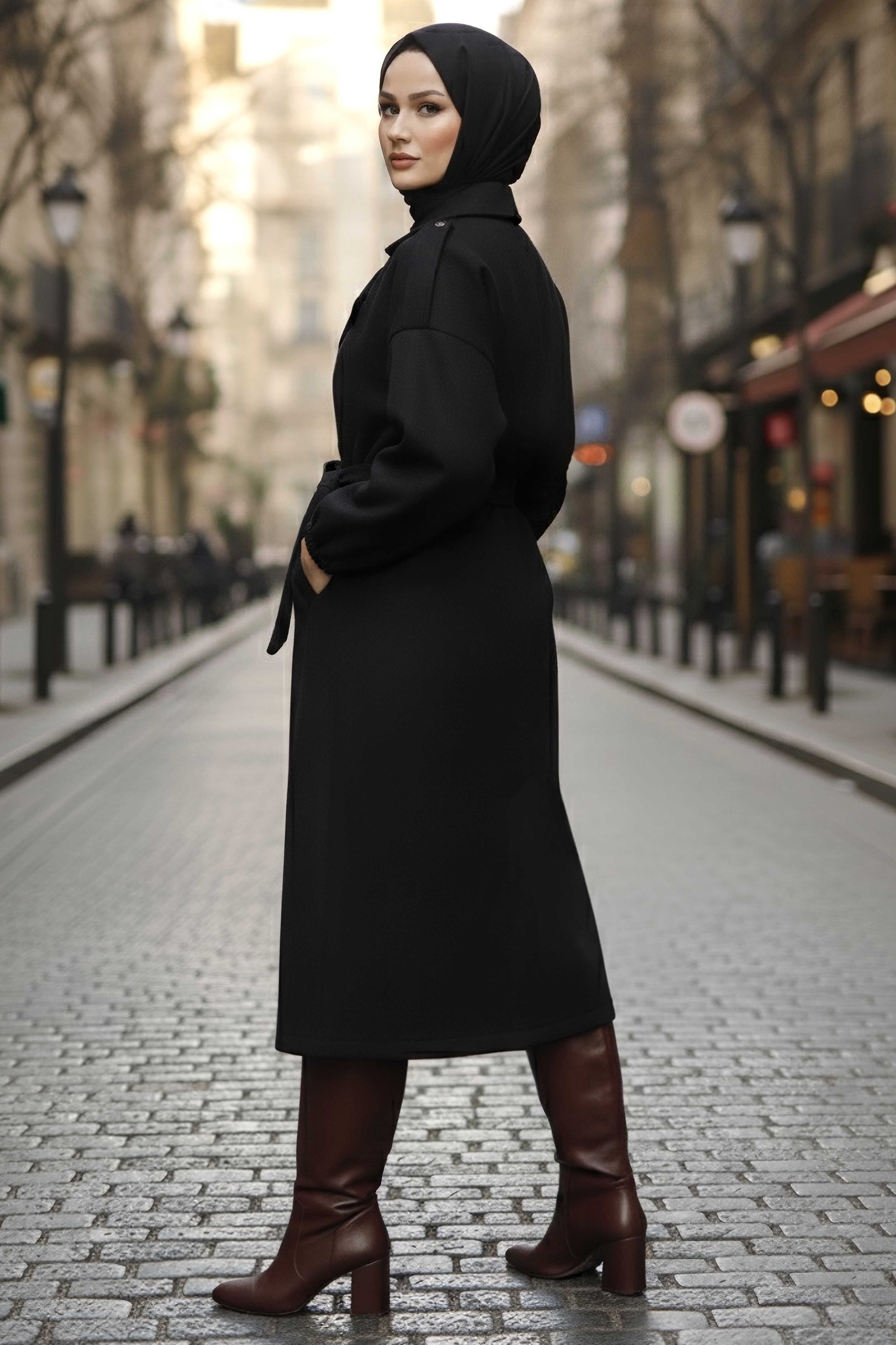 Kaşe Kaban - 27734-SIYAH - 3