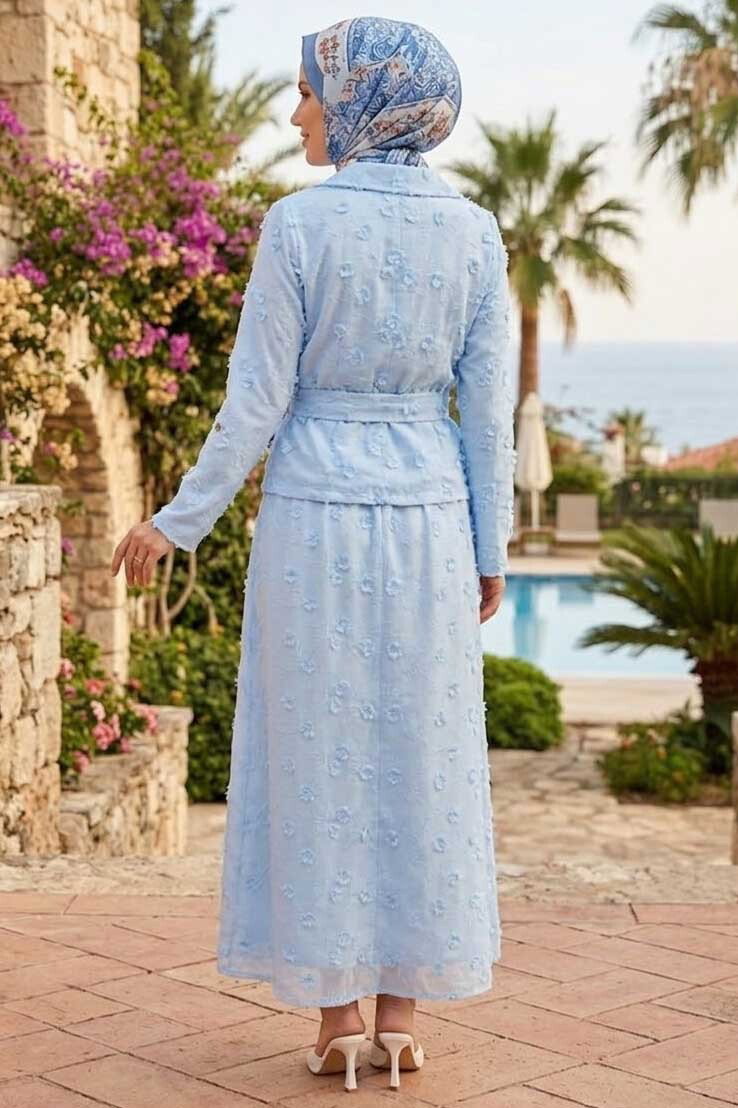 Kemerli Etekli İkili Takım Bebe Mavi - 28646-BEBE-MAVI - 4