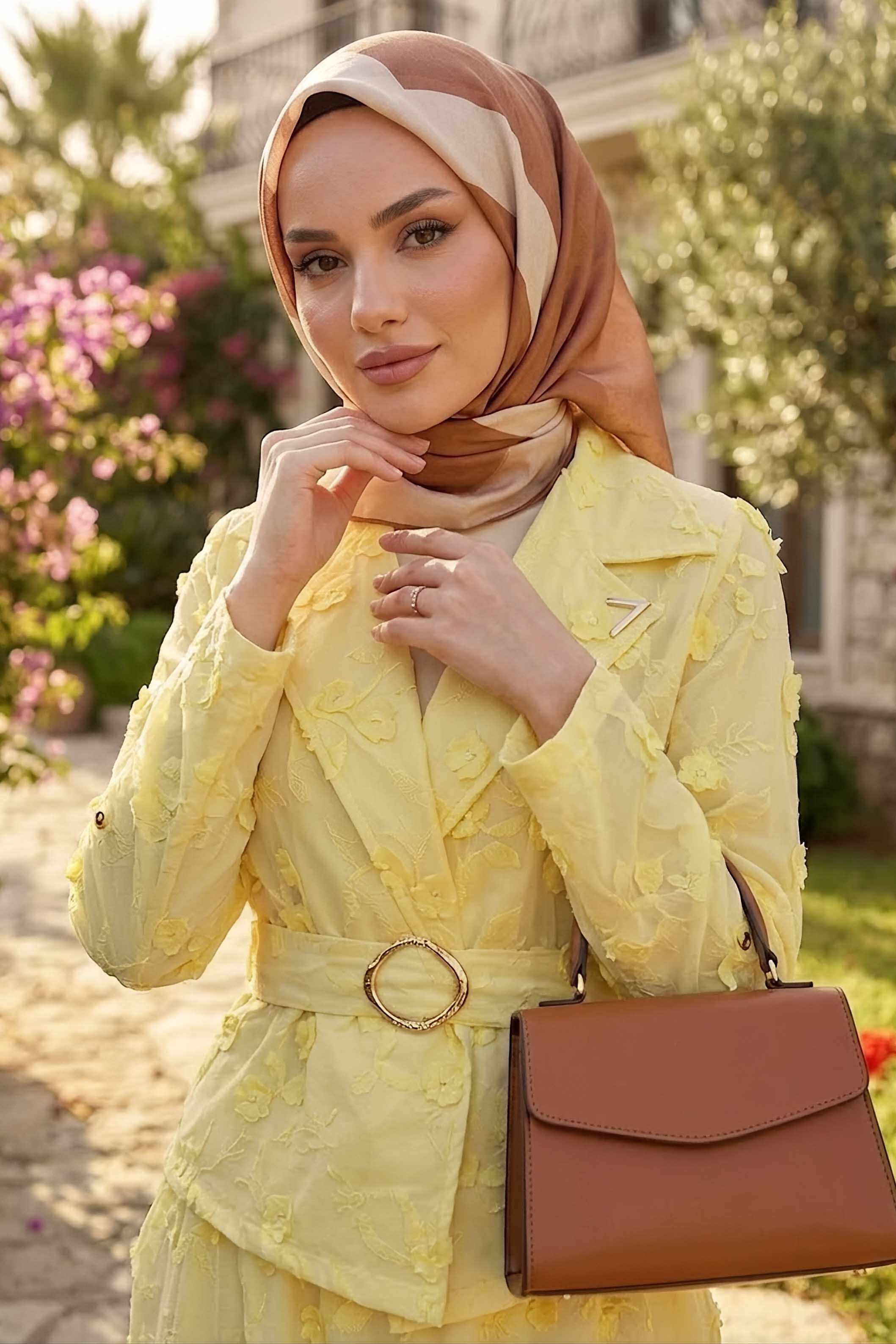 Kemerli Etekli İkili Takım Sari - 28646-SARI - 2