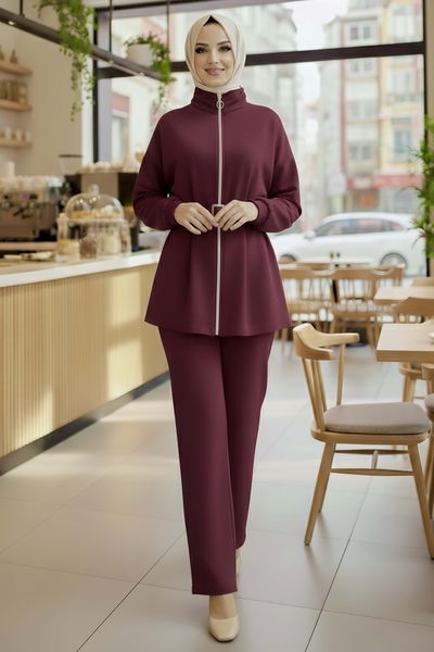 Kemerli Fermuarlı Modal İkili Takım - 28033-MURDUM 