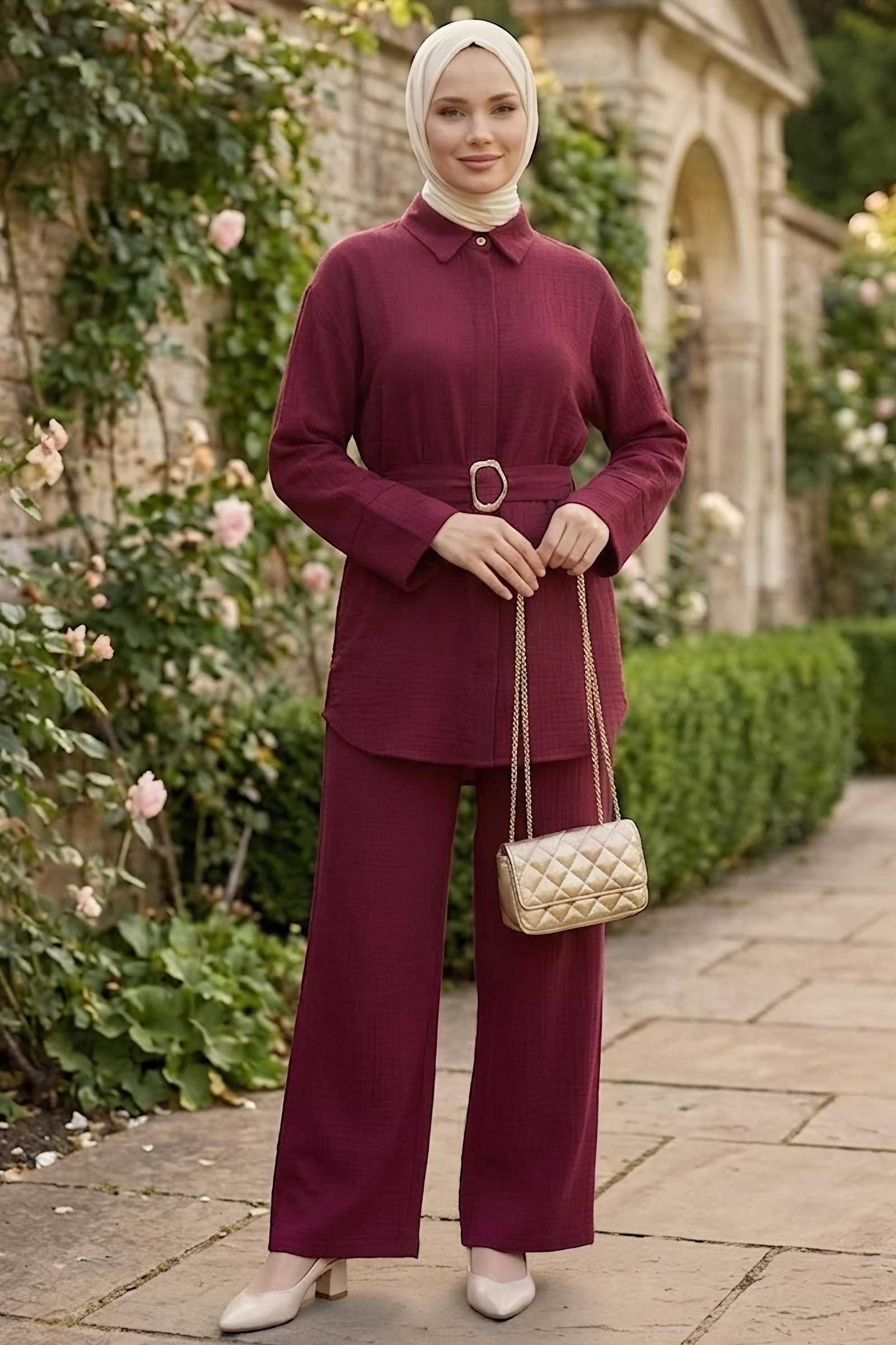 Kemerli İkili Takım Bordo - 28533-BORDO - 1