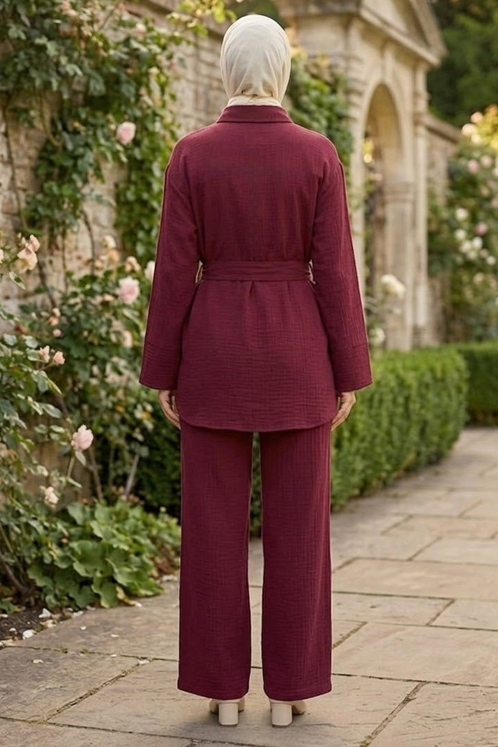 Kemerli İkili Takım Bordo - 28533-BORDO - 4