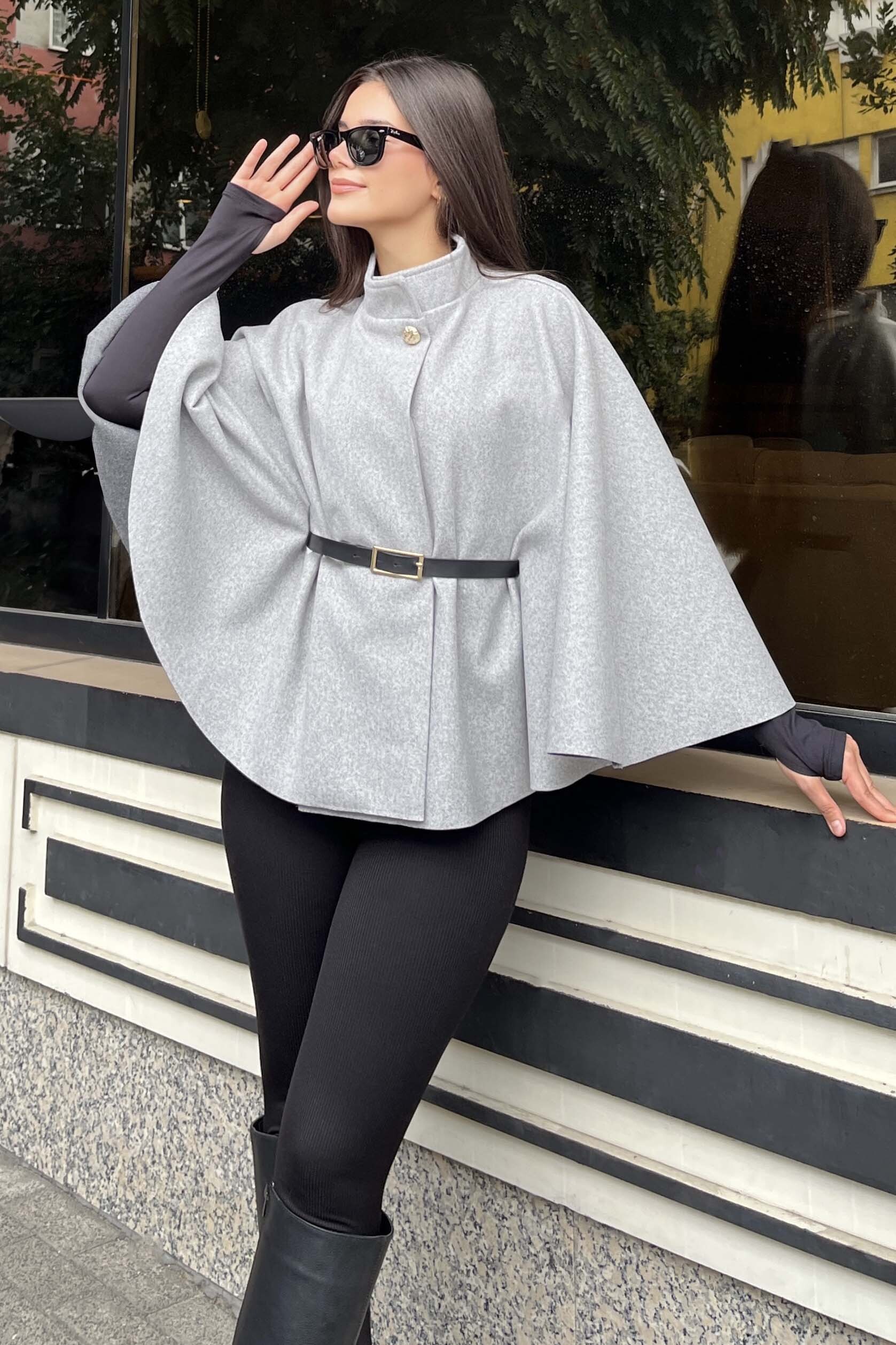 Kemerli Kaşe Panço - 27826-GRI - 1