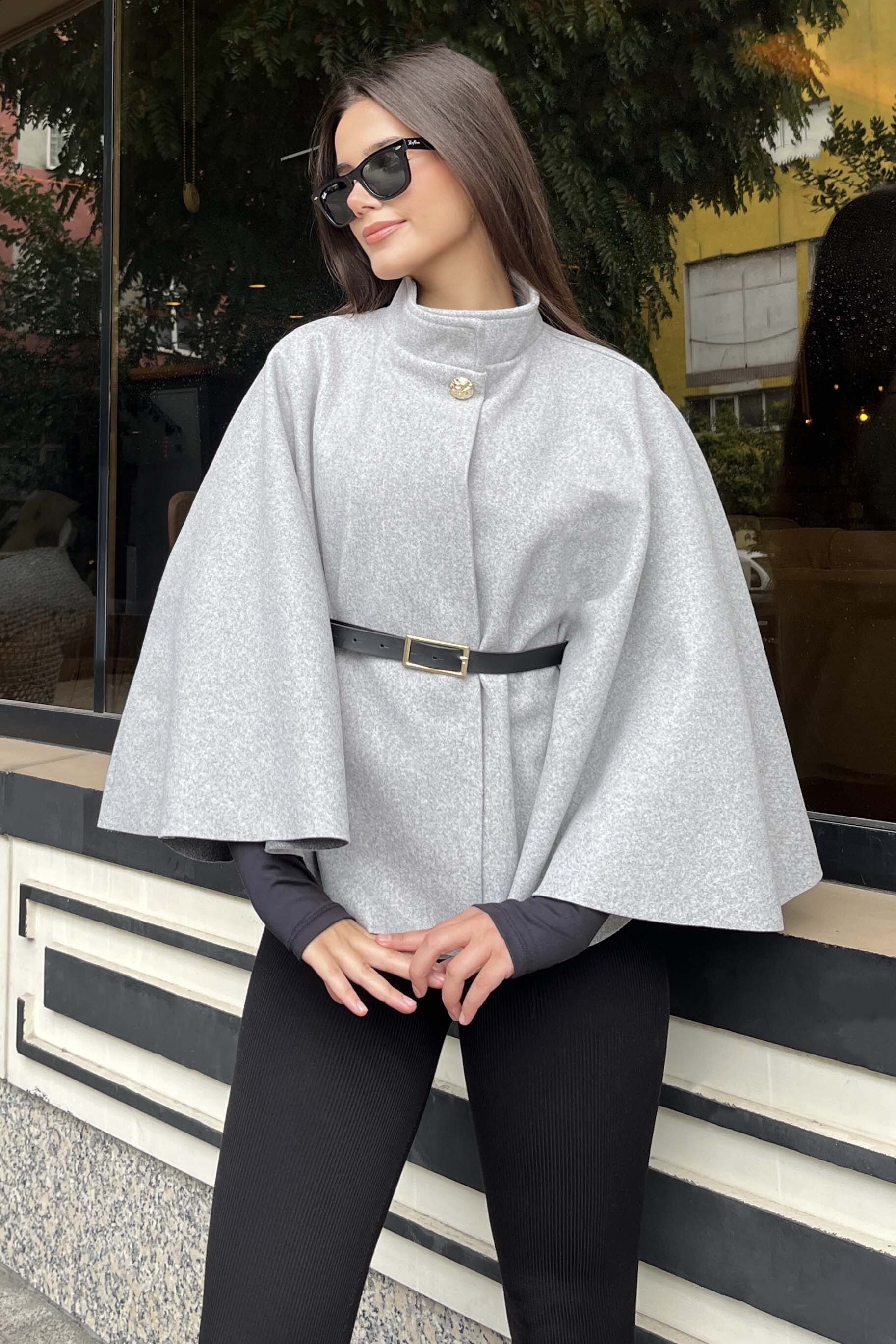 Kemerli Kaşe Panço - 27826-GRI - 6