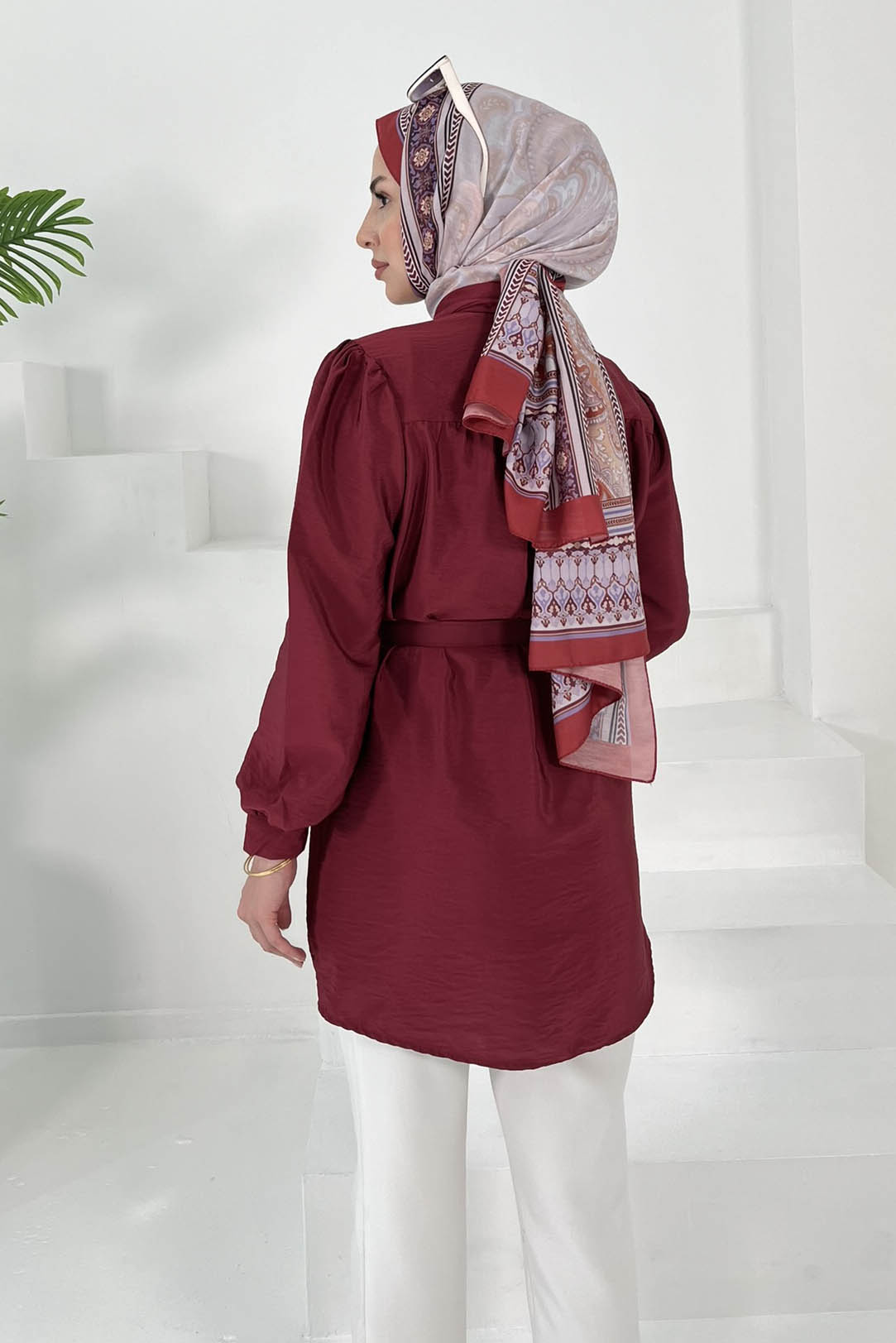 Kemerli Tunik Bordo - 27002 - 6