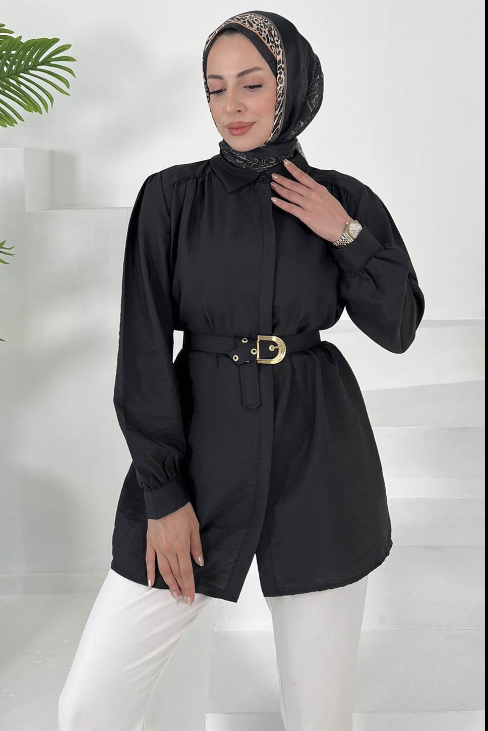 Kemerli Tunik Siyah - 27002 - 1