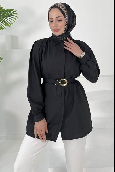 Kemerli Tunik Siyah - 27002 