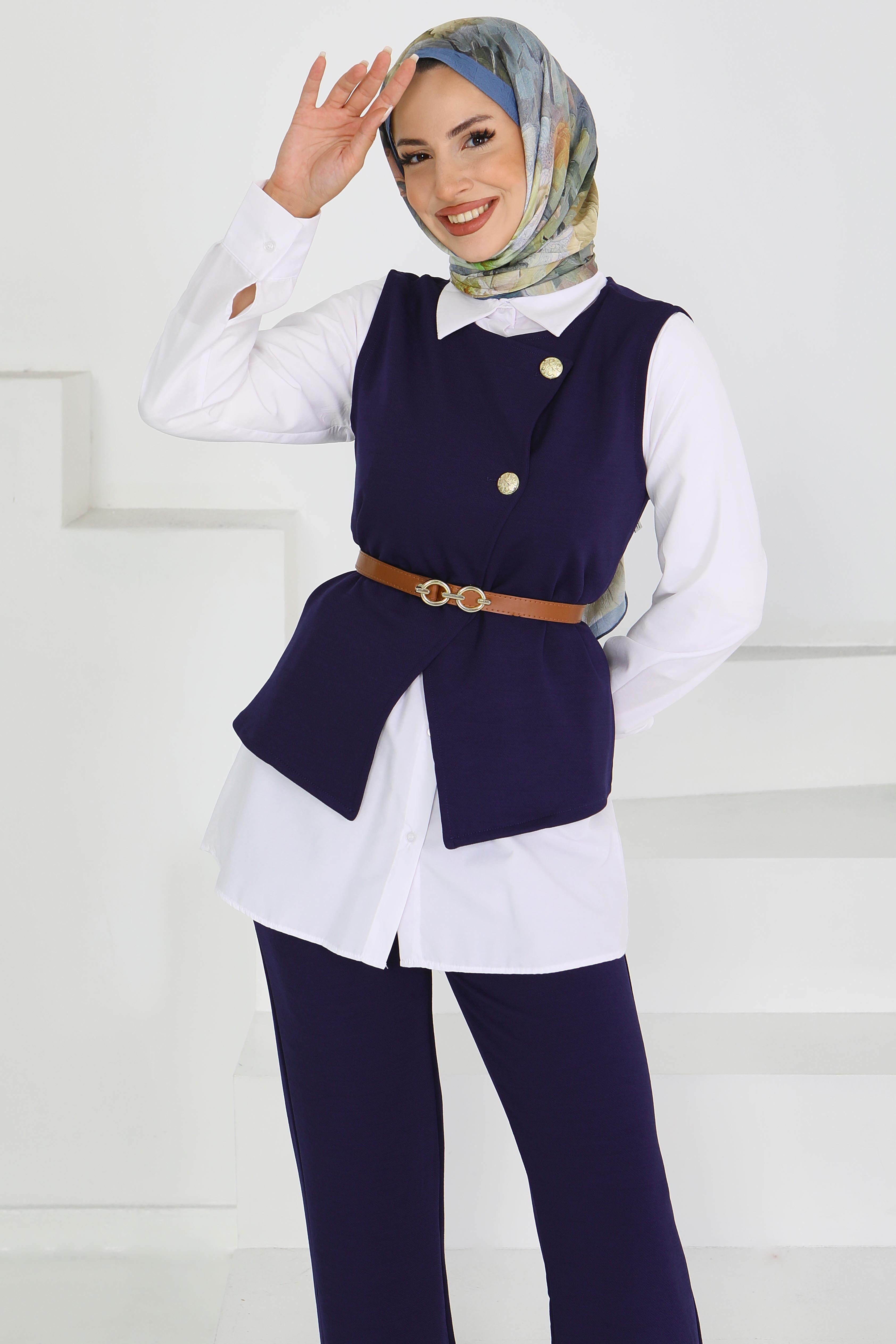 Kemerli Yelek Pantolon Mira Takım - 27612 - 2