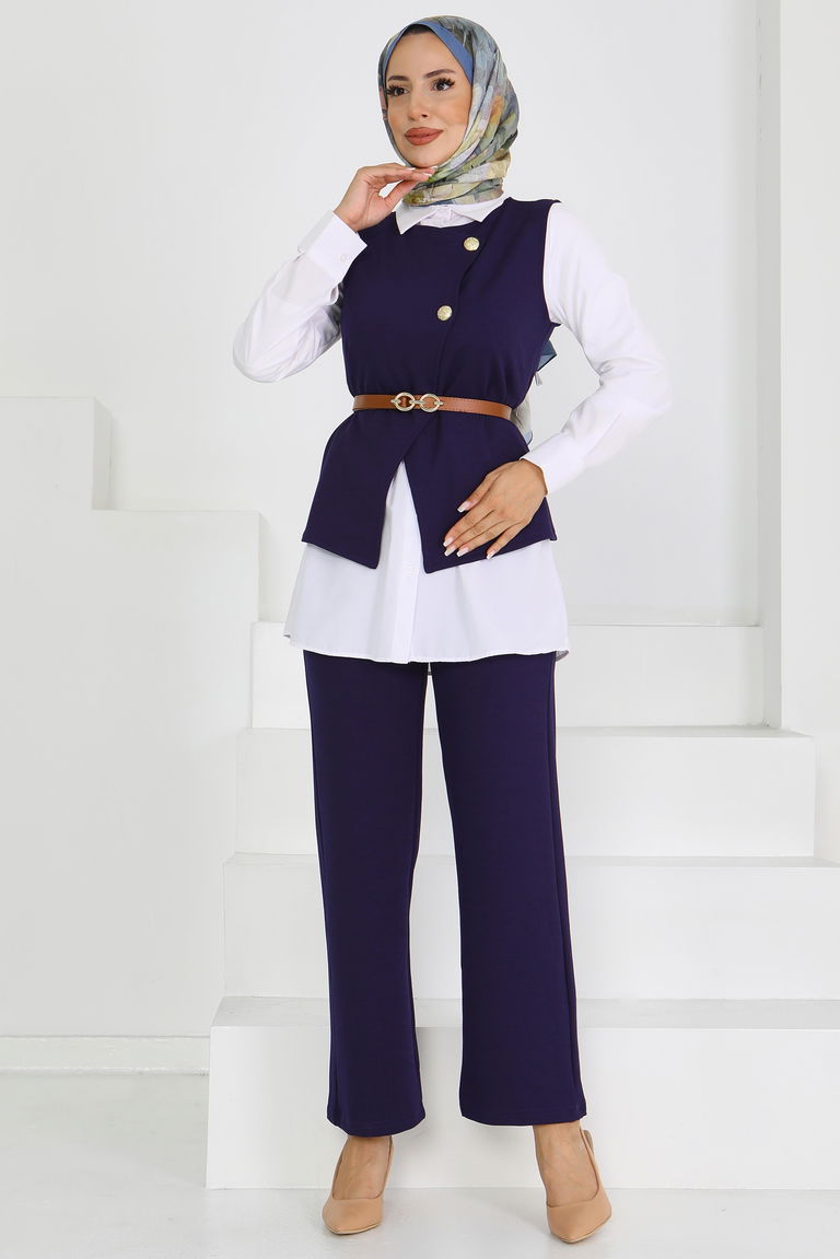 Kemerli Yelek Pantolon Mira Takım - 27612 - TOFİSA