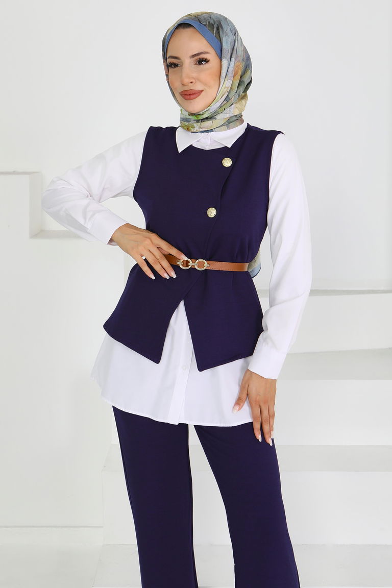 Kemerli Yelek Pantolon Mira Takım - 27612 - TOFİSA