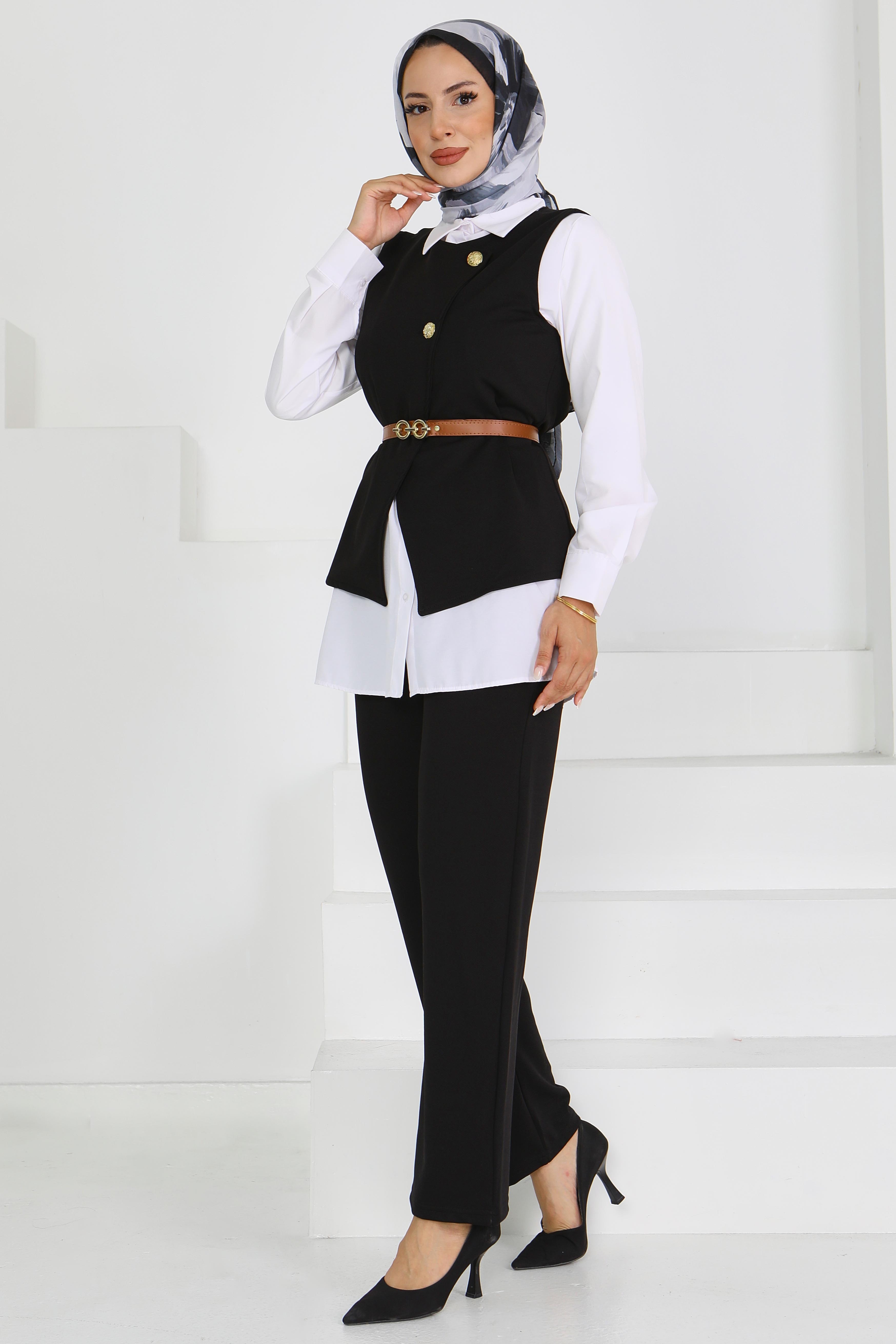 Kemerli Yelek Pantolon Mira Takım - 27612 - 3