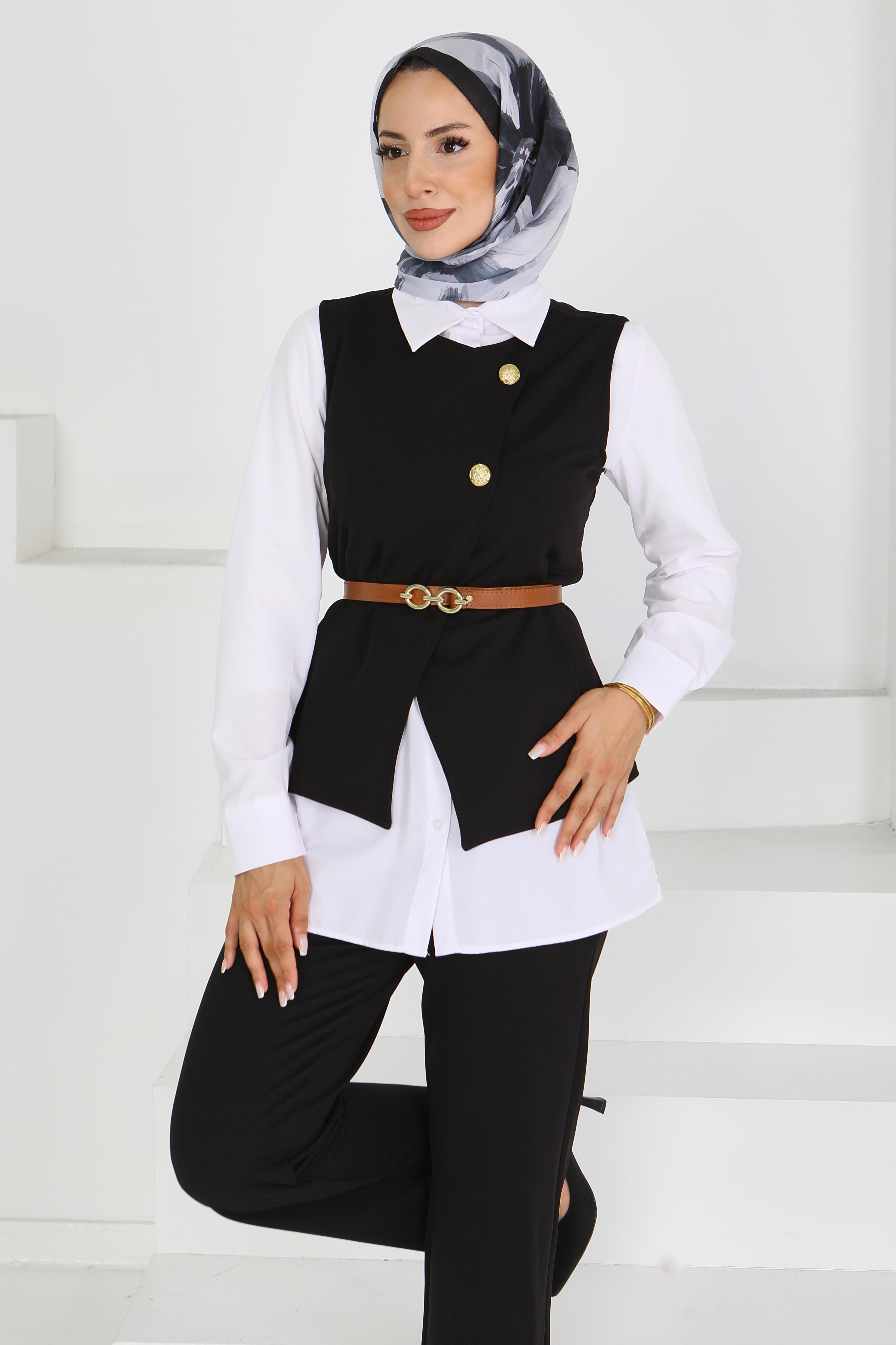 Kemerli Yelek Pantolon Mira Takım - 27612 - 4
