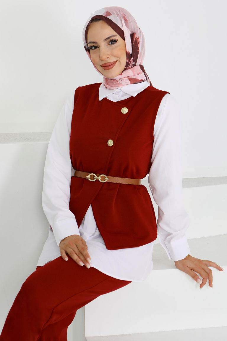 Kemerli Yelek Pantolon Mira Takım - 27612 - TOFİSA