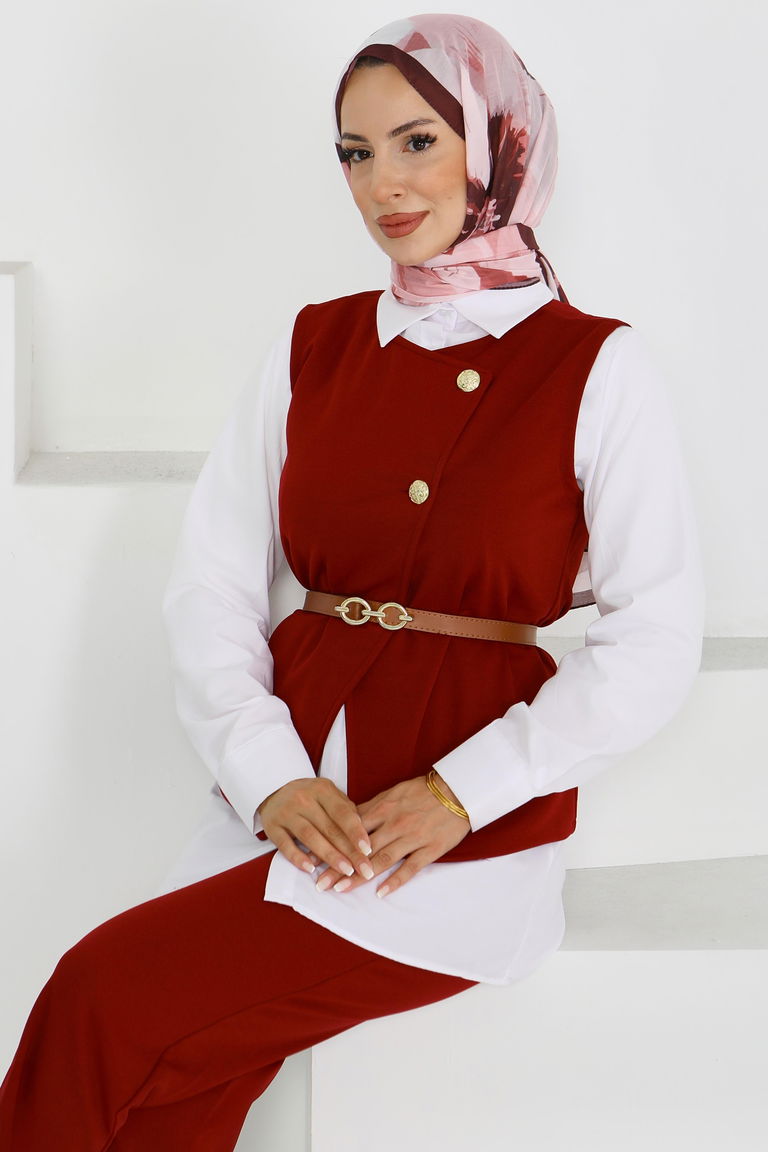 Kemerli Yelek Pantolon Mira Takım - 27612 - TOFİSA