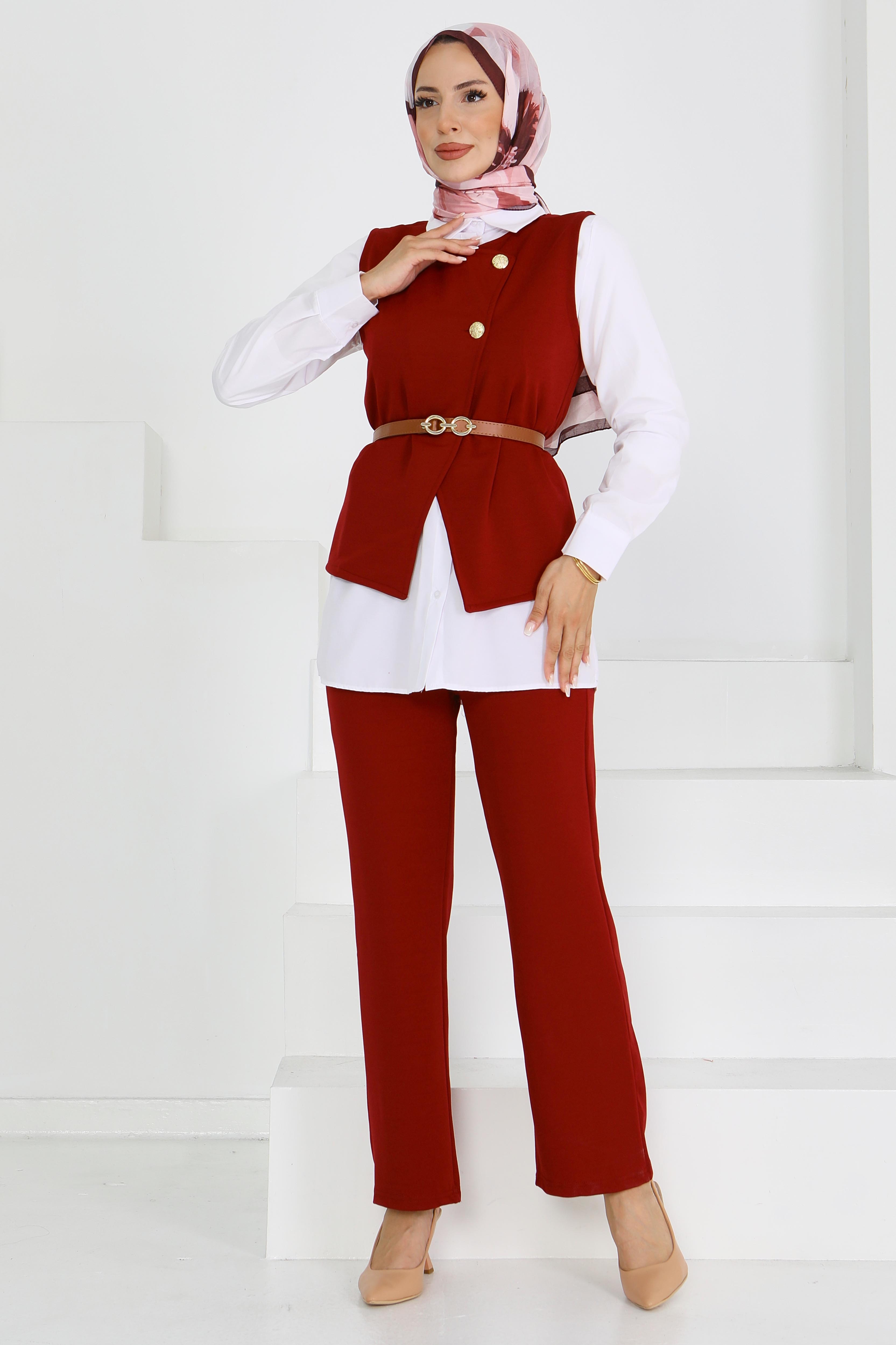 Kemerli Yelek Pantolon Mira Takım - 27612 - 4