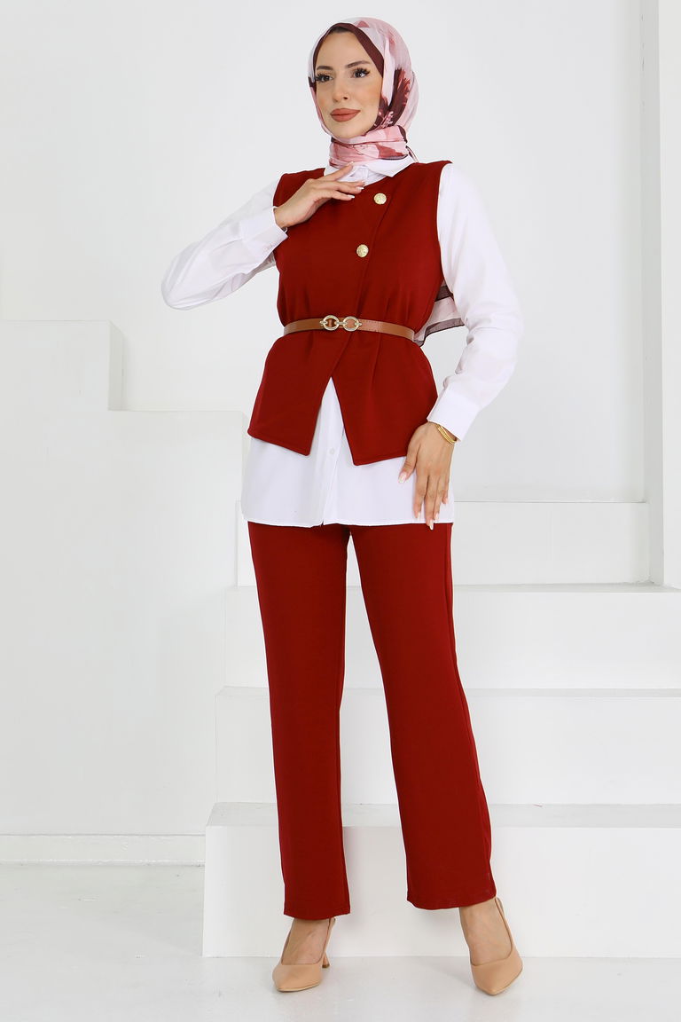 Kemerli Yelek Pantolon Mira Takım - 27612 - TOFİSA