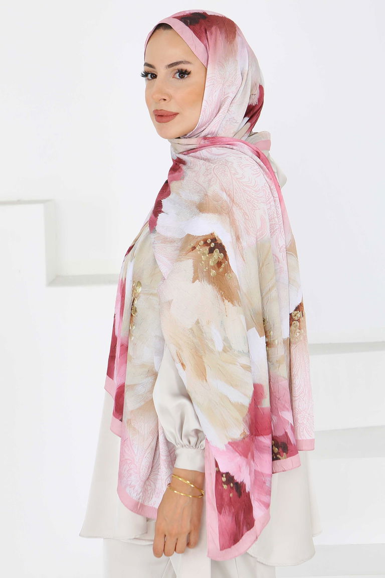 Kıraş Büyük Çiçek Desenli Şal - 27621 - TOFİSA