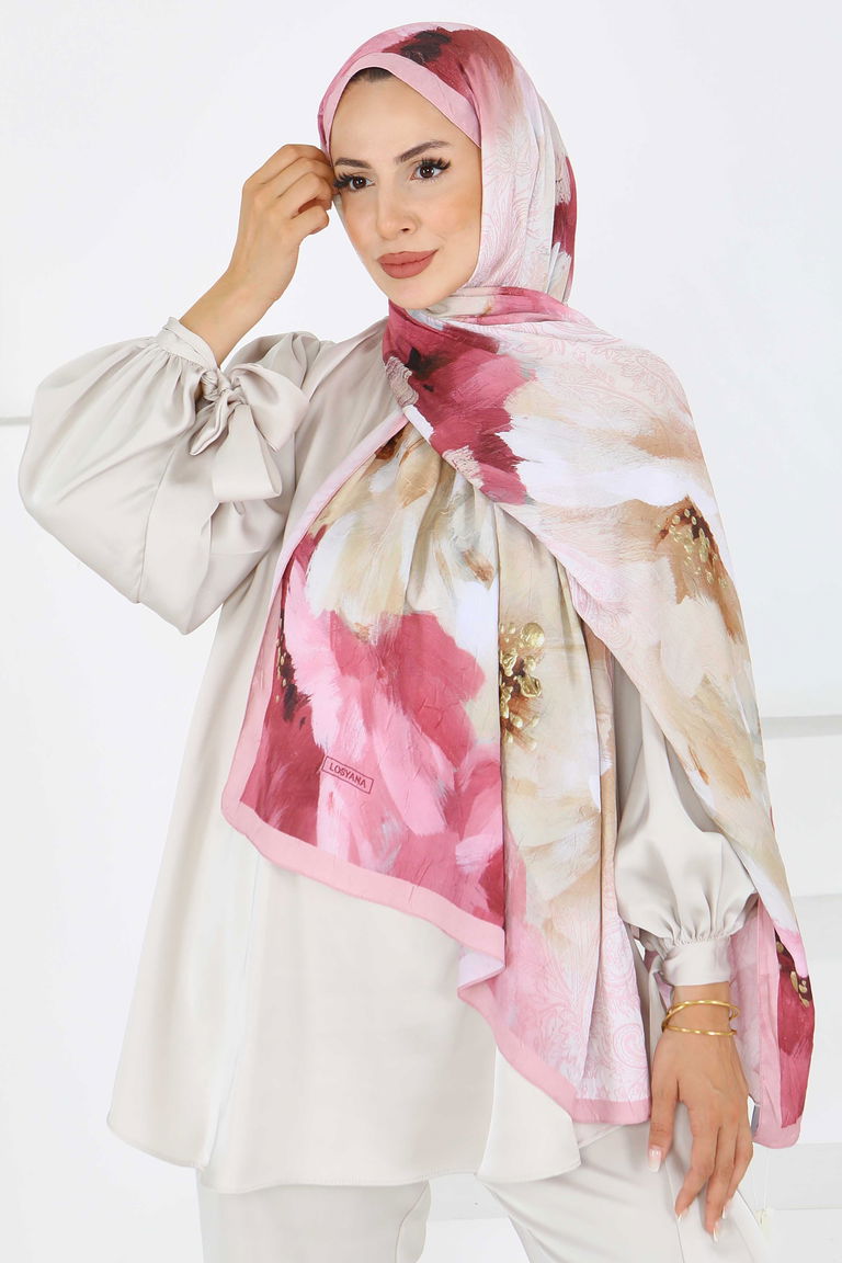 Kıraş Büyük Çiçek Desenli Şal - 27621 - TOFİSA