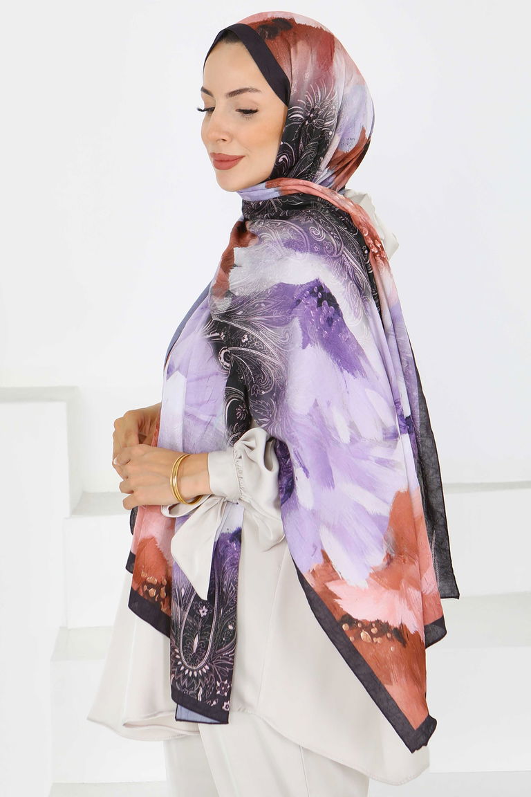 Kıraş Büyük Çiçek Desenli Şal - 27621 - TOFİSA