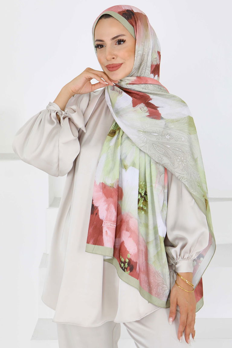 Kıraş Büyük Çiçek Desenli Şal - 27621 - TOFİSA
