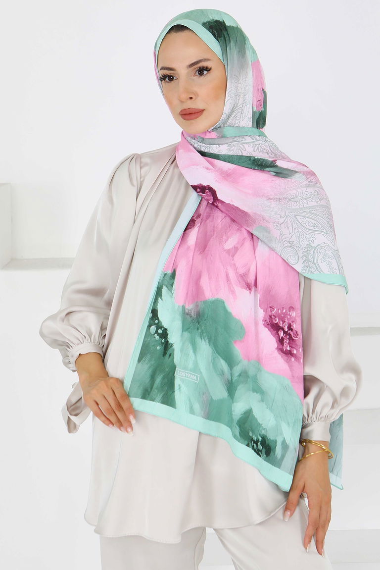 Kıraş Büyük Çiçek Desenli Şal - 27621 - TOFİSA