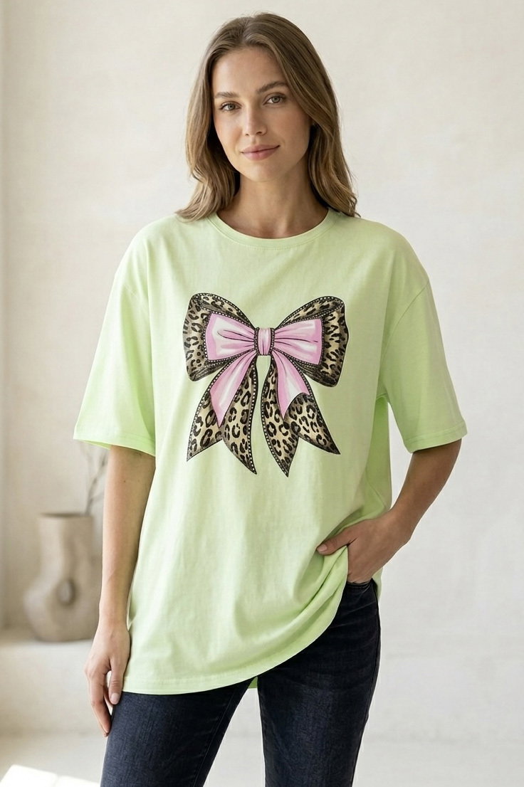 Kısa Kollu Baskılı T-shirt - 1316-MINT - 2