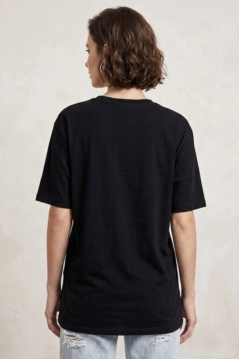 Kısa Kollu Baskılı T-shirt - 1316-SIYAH - 3