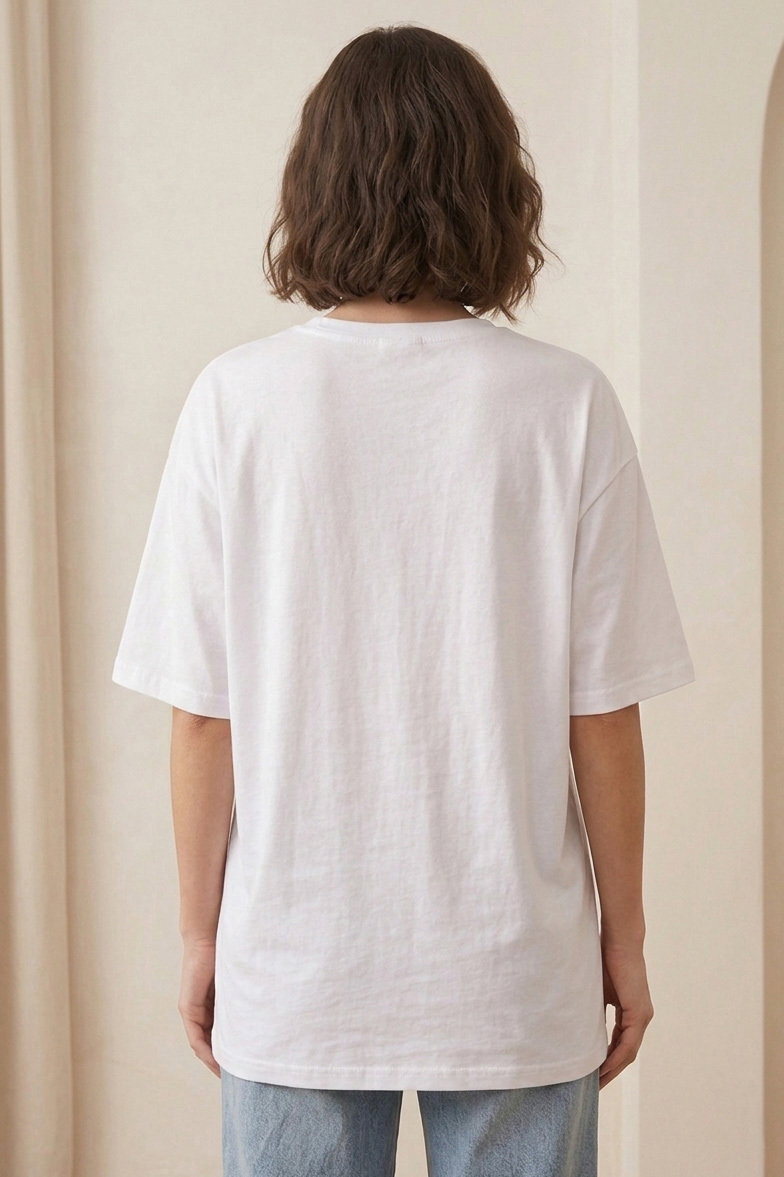 Kısa Kollu Baskılı T-shirt - 1317-BEYAZ - 3