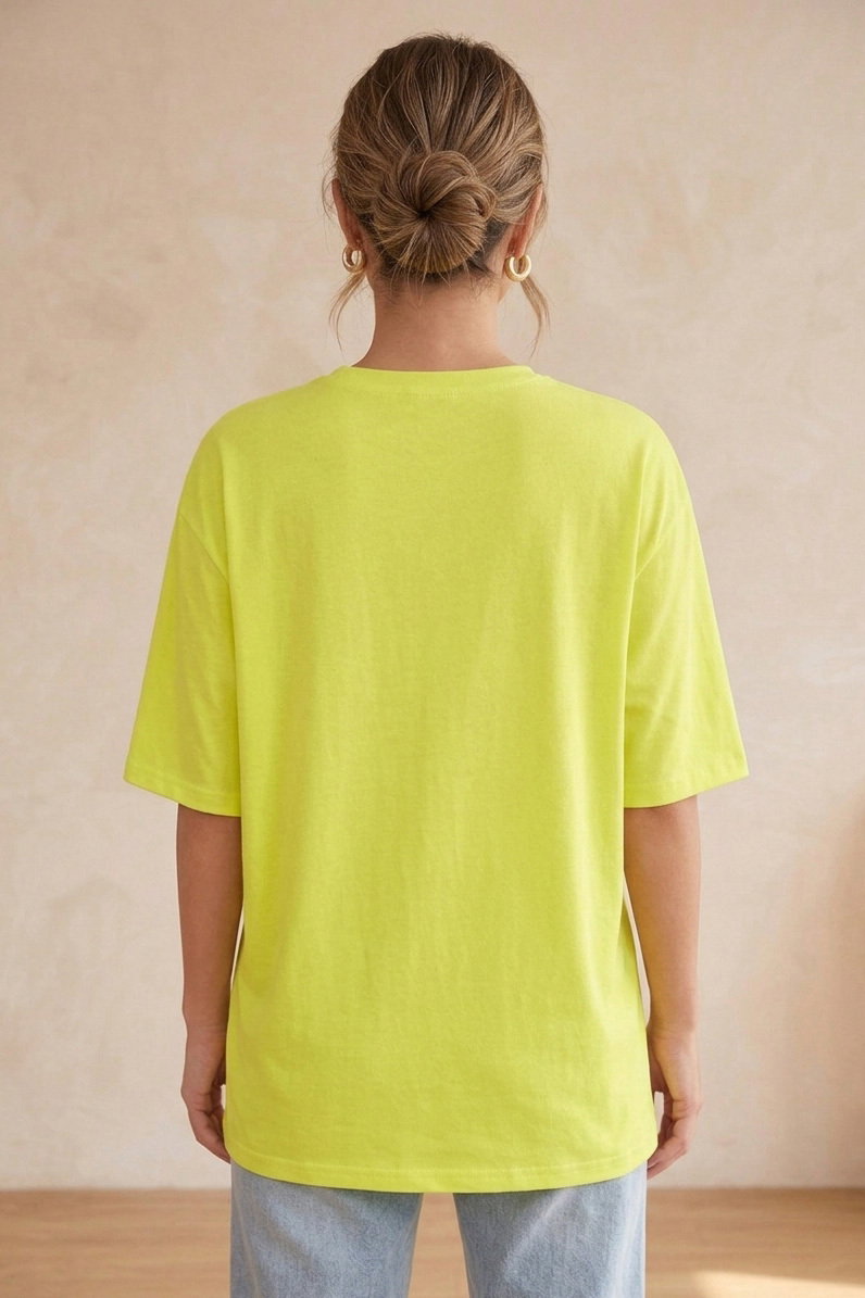 Kısa Kollu Baskılı T-shirt - 1317-SARI - 3