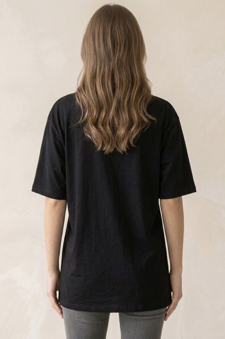 Kısa Kollu Baskılı T-shirt - 1317-SIYAH - 3