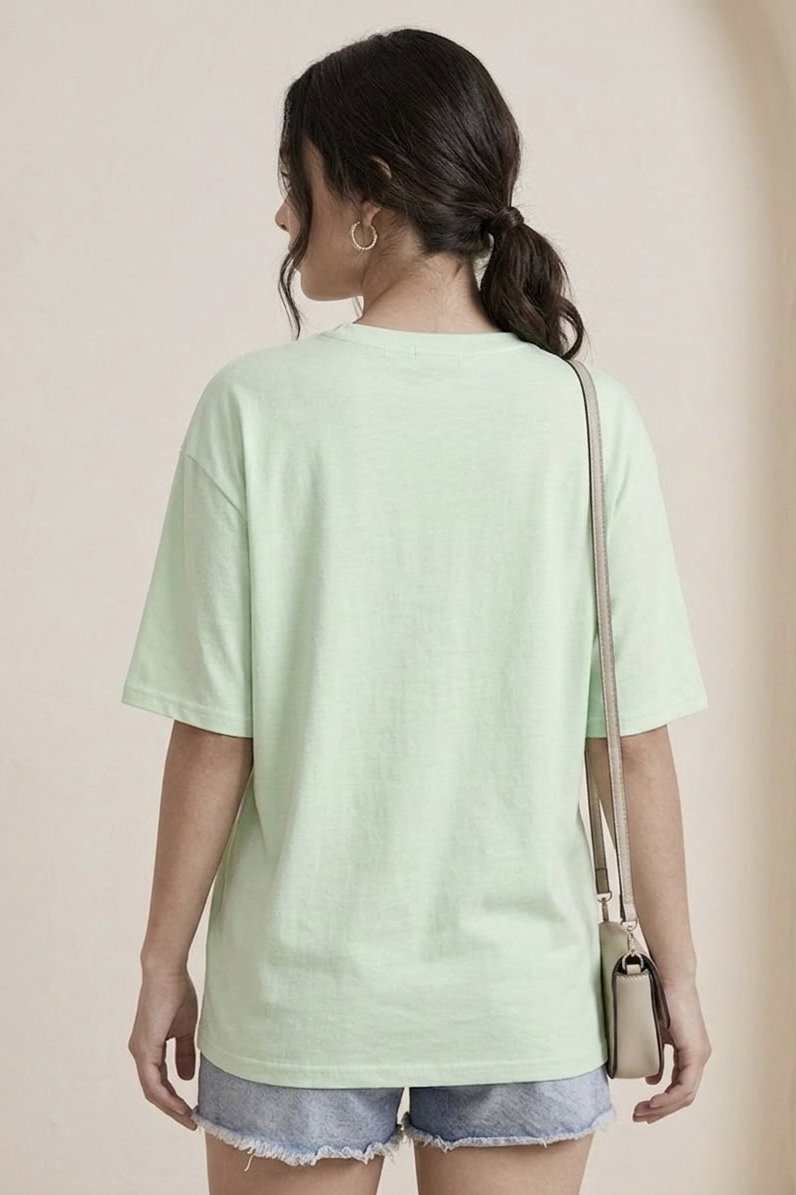 Kısa Kollu Baskılı T-shirt - 1318-MINT - 3