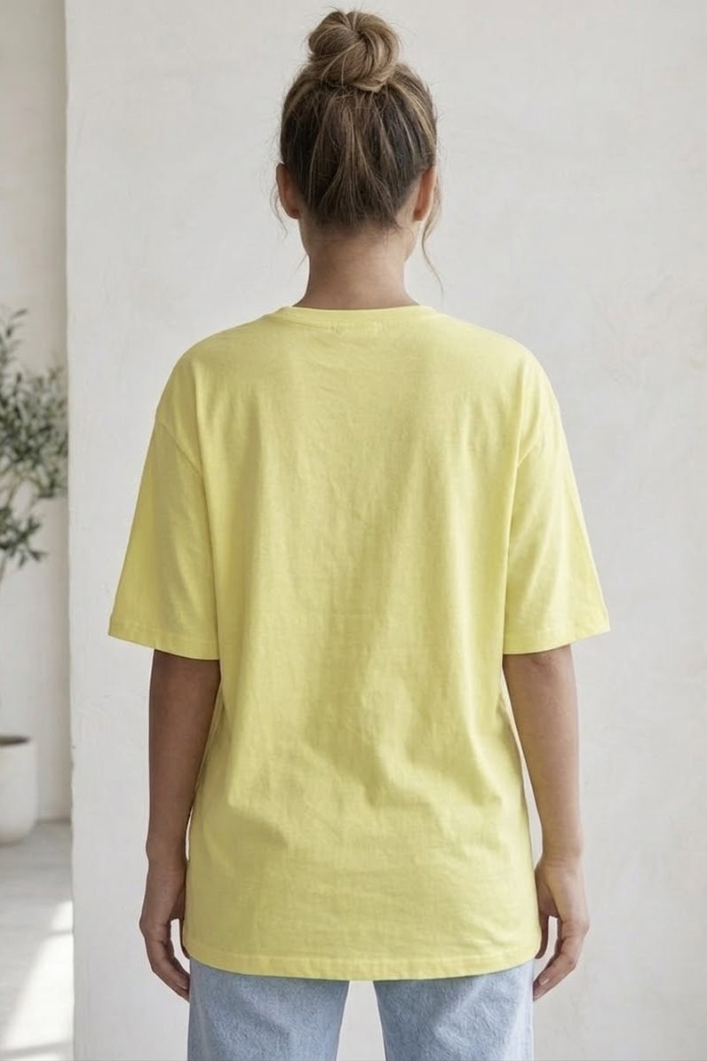 Kısa Kollu Baskılı T-shirt - 1318-SARI - 3