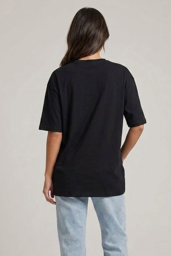 Kısa Kollu Baskılı T-shirt - 1318-SIYAH - 3