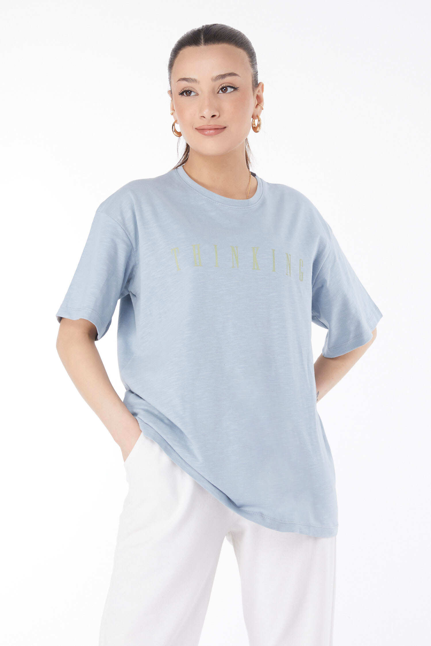 Kısa Kollu Baskılı T-shirt - 24634-BEBE-MAVI - 25