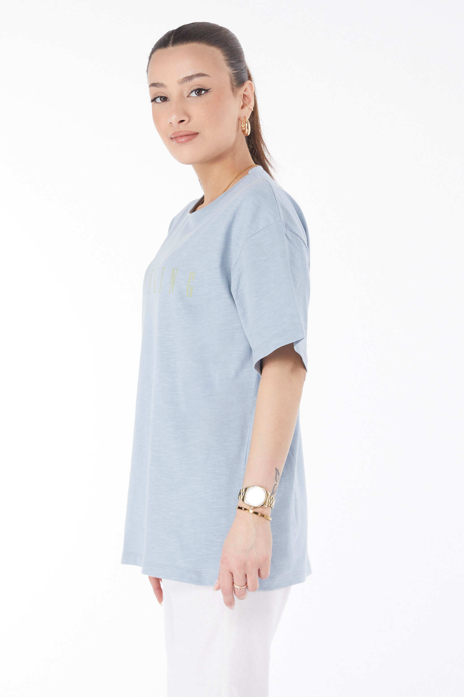 Kısa Kollu Baskılı T-shirt - 24634-BEBE-MAVI - 28