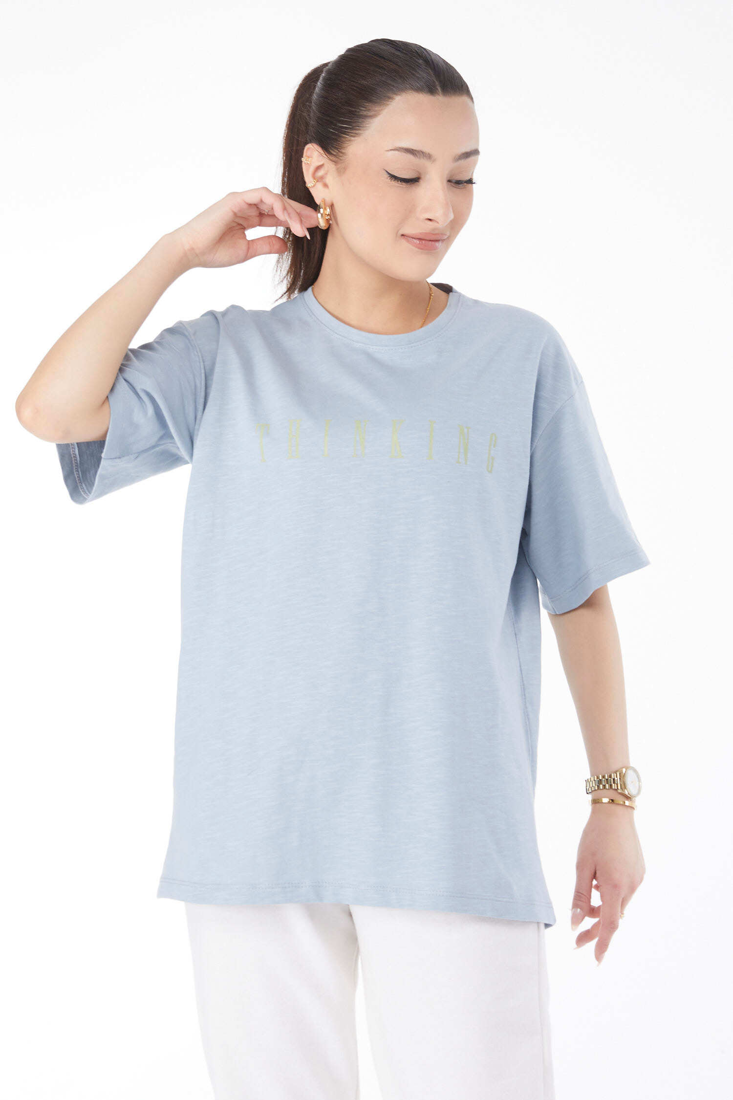 Kısa Kollu Baskılı T-shirt - 24634-BEBE-MAVI - 17