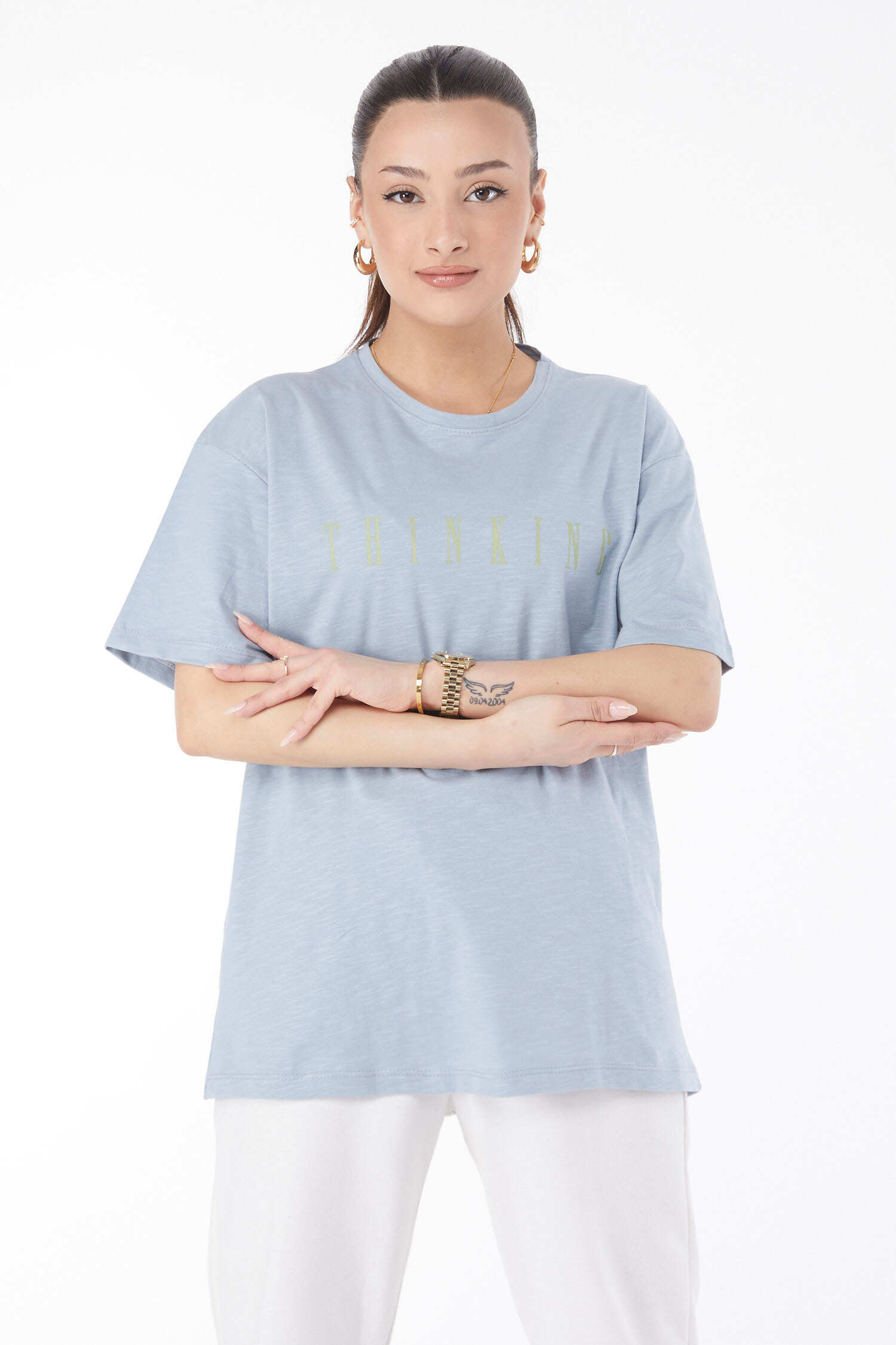 Kısa Kollu Baskılı T-shirt - 24634-BEBE-MAVI - 3