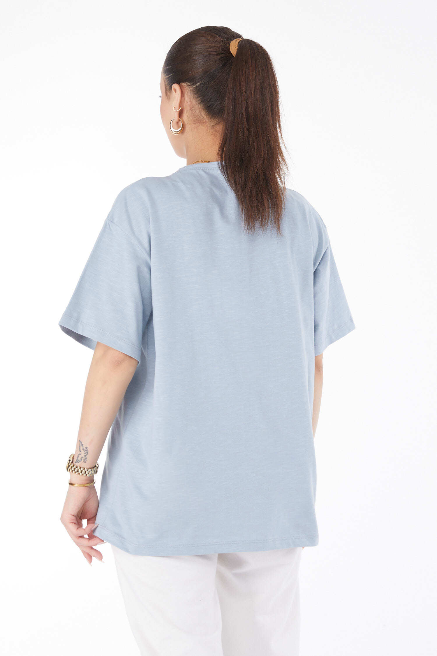 Kısa Kollu Baskılı T-shirt - 24634-BEBE-MAVI - 5