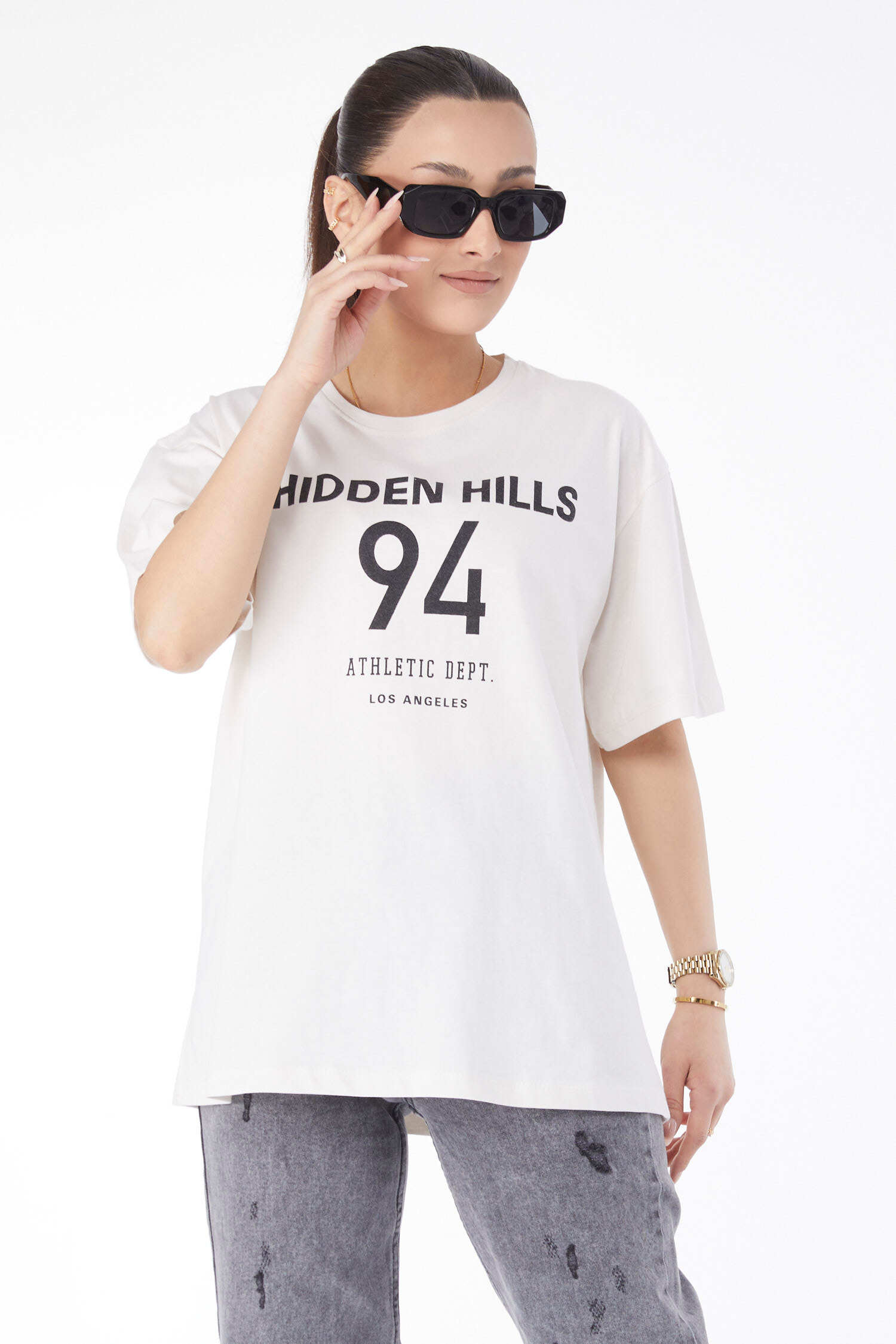 Kısa Kollu Baskılı T-shirt Beyaz - 24638-BEYAZ - 3