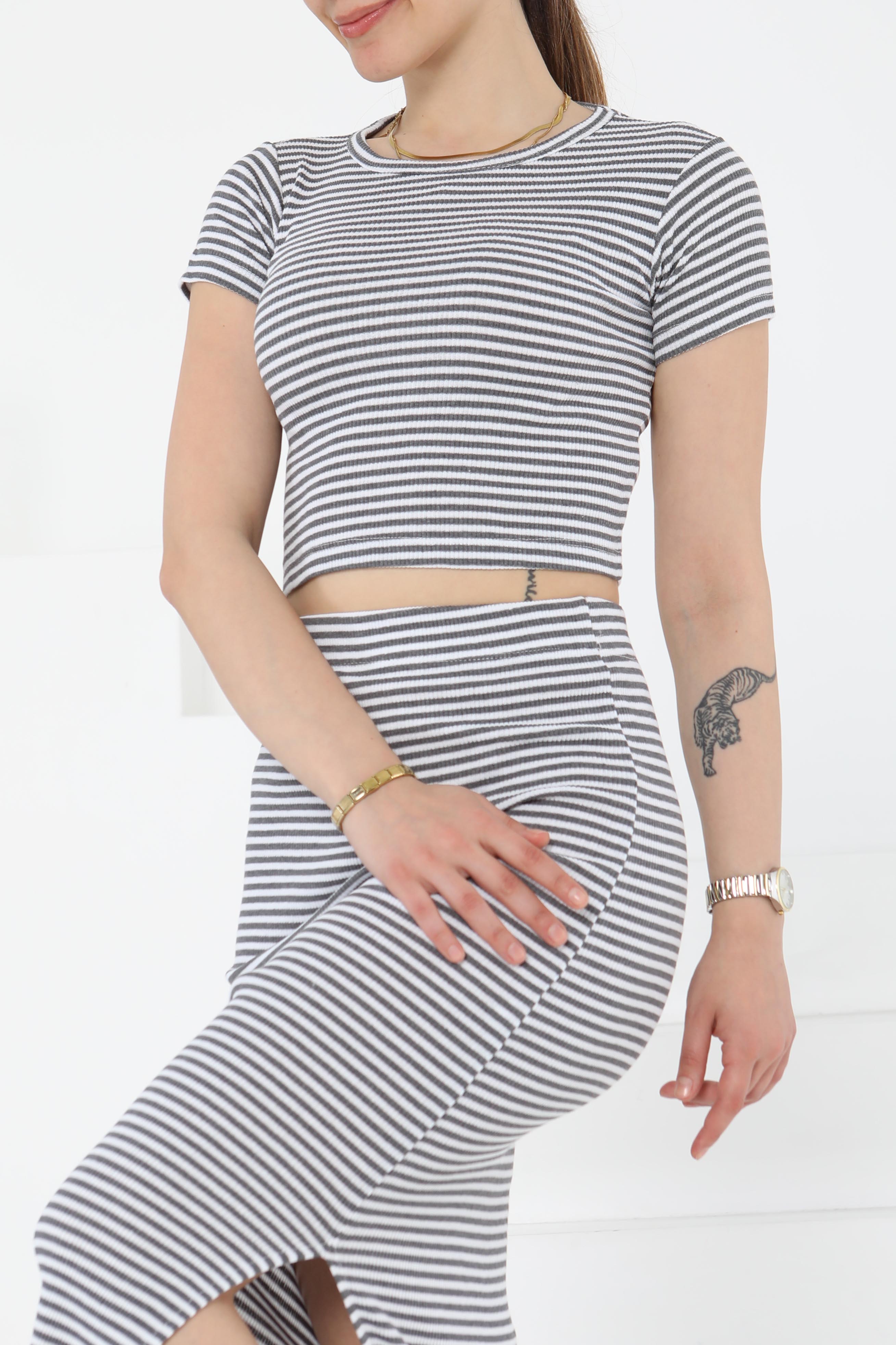 Kısa Kollu Çizgili İkili Takım - 27232 - 4