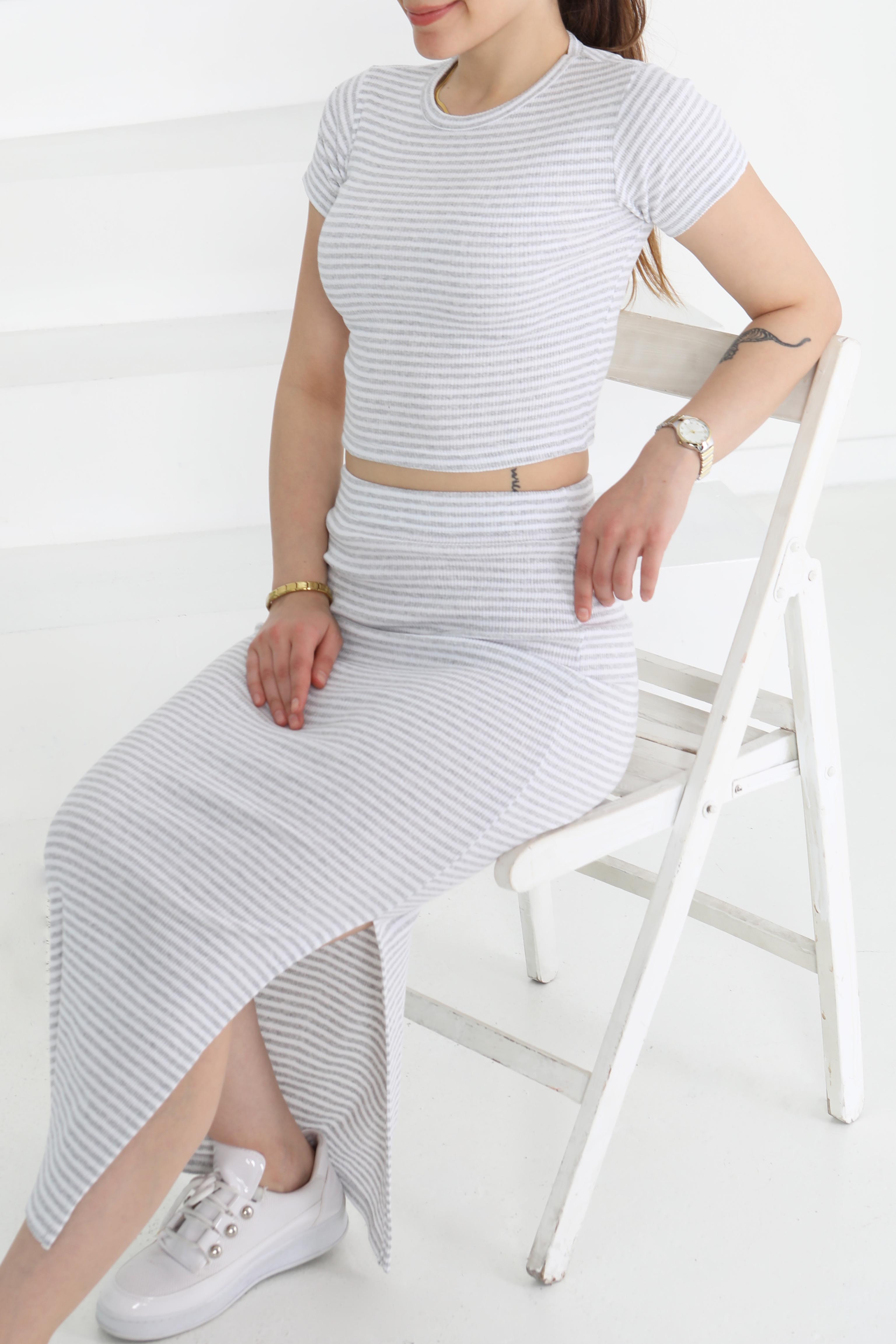 Kısa Kollu Çizgili İkili Takım - 27232 - 1