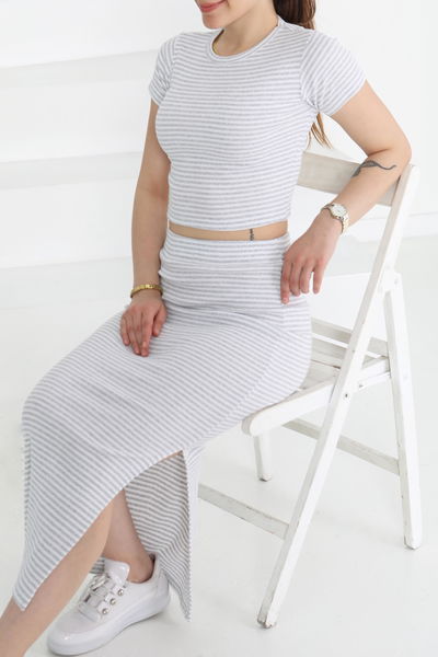 Kısa Kollu Çizgili İkili Takım - 27232 