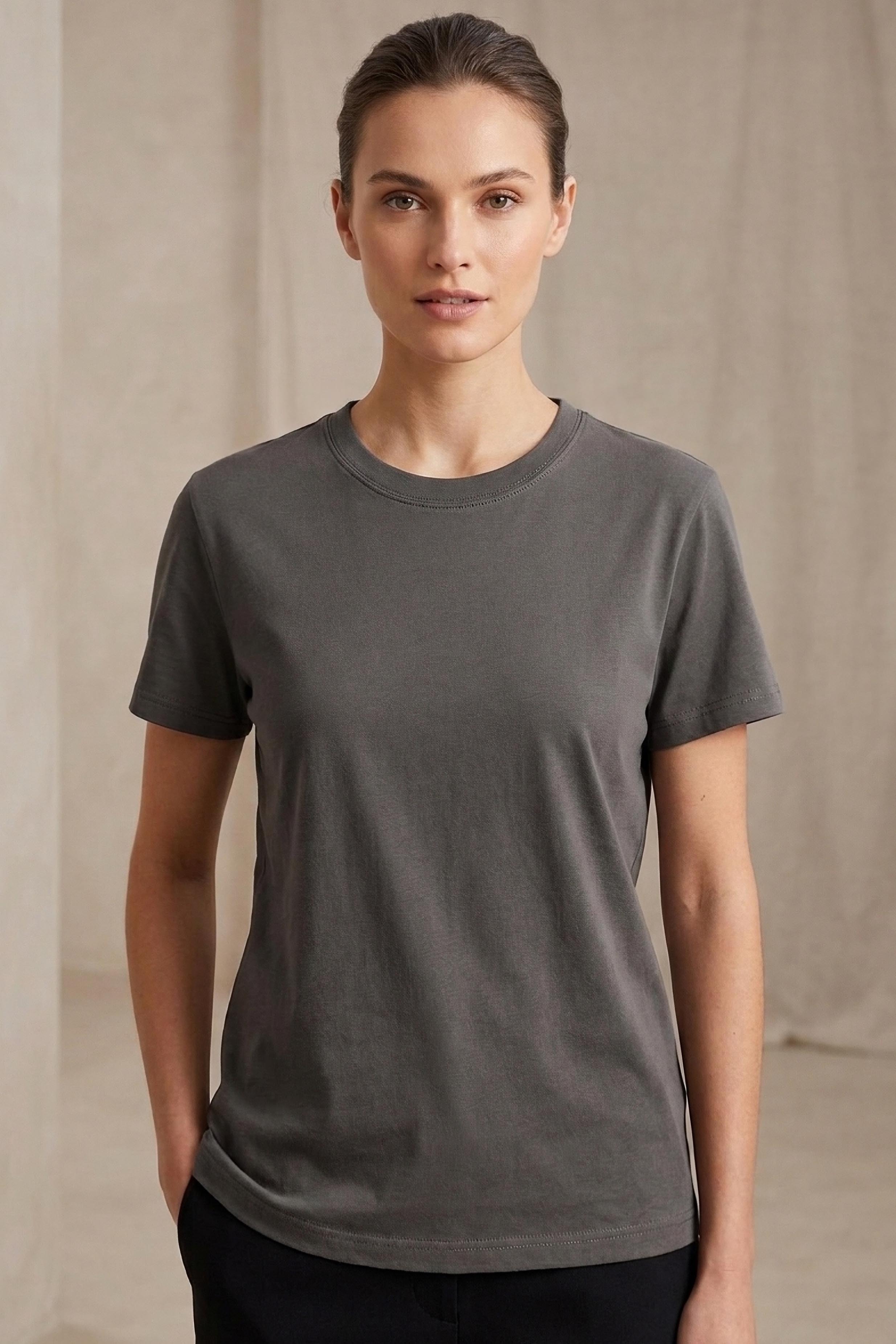 Kısa Kollu T-shirt Antrasit - 2114-ANTRASIT - 1