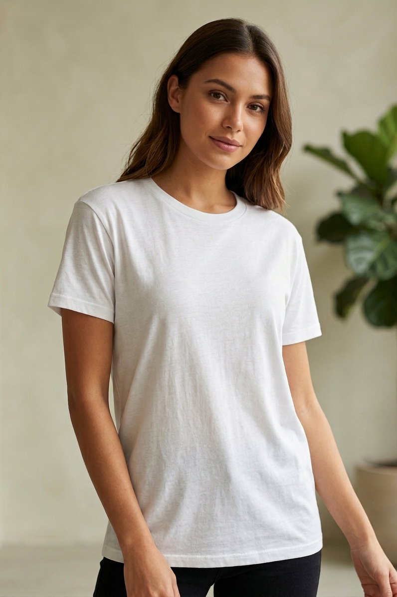 Kısa Kollu T-shirt Beyaz - 2114-BEYAZ - 1
